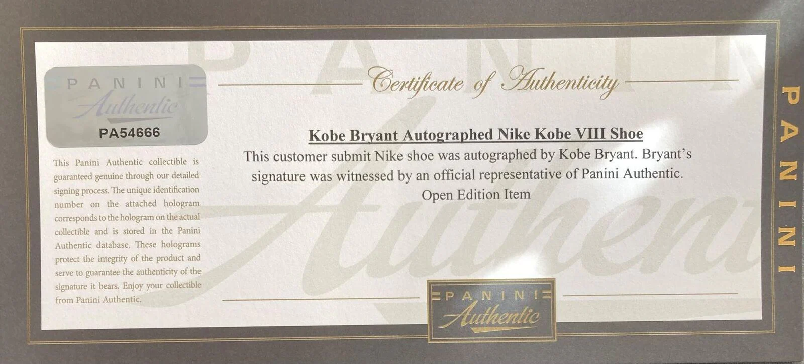 Kobe Bryant Lakers Signed Nike Zoom Kobe 8 System Prelude Shoes Panini - Image 3