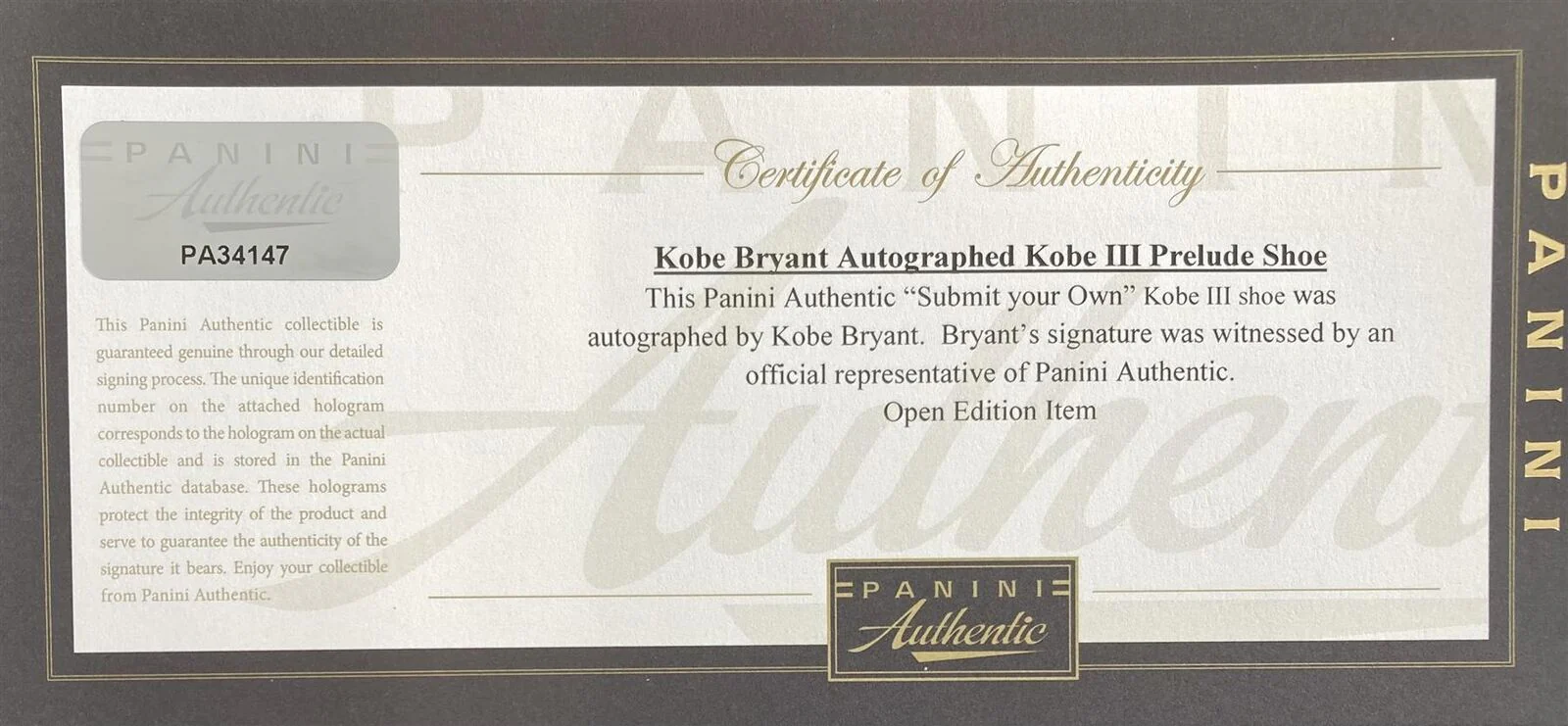Kobe Bryant Lakers Signed Nike Zoom Kobe III Prelude Shoes Panini - Image 3