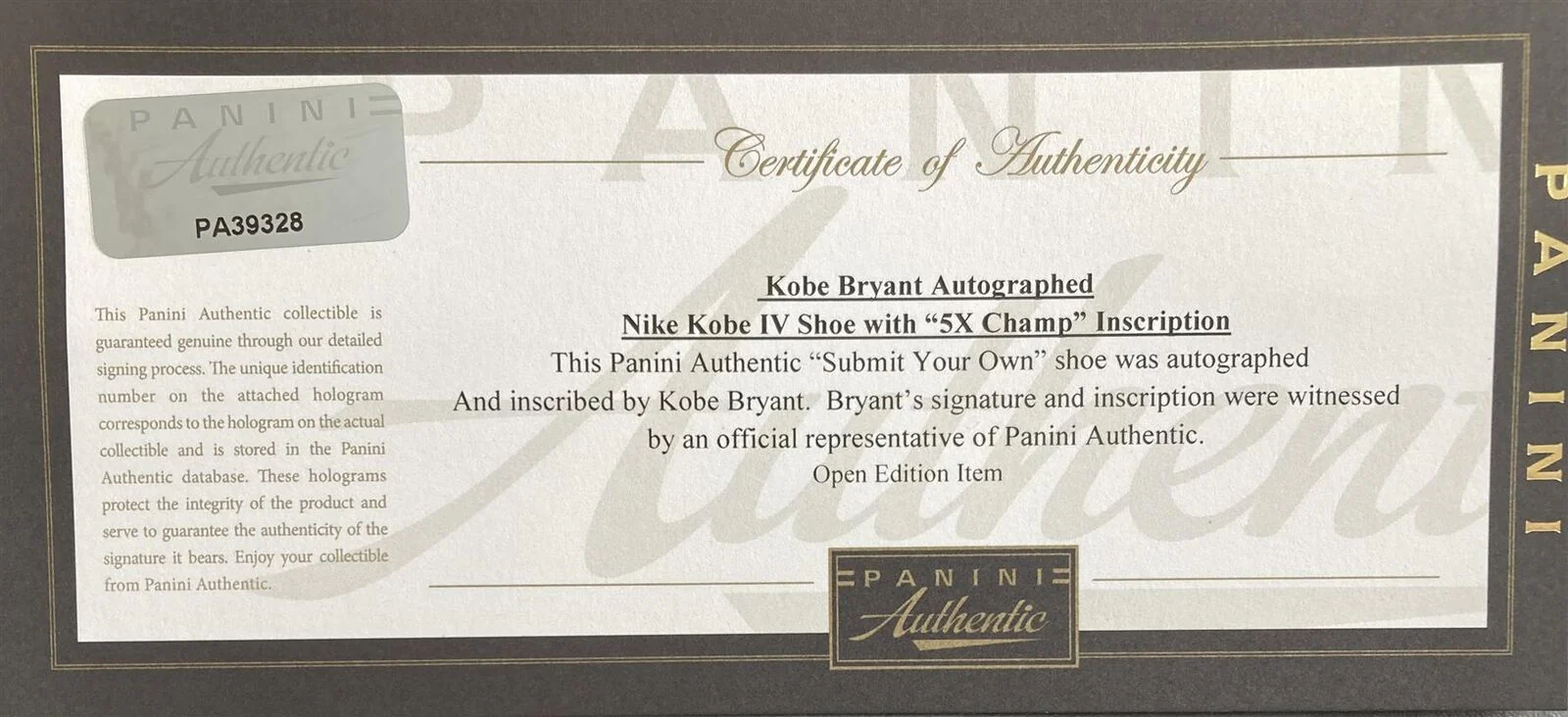 Kobe Bryant Lakers Signed Nike Zoom Kobe IV Prelude Shoes 5x Champ Panini - Image 3