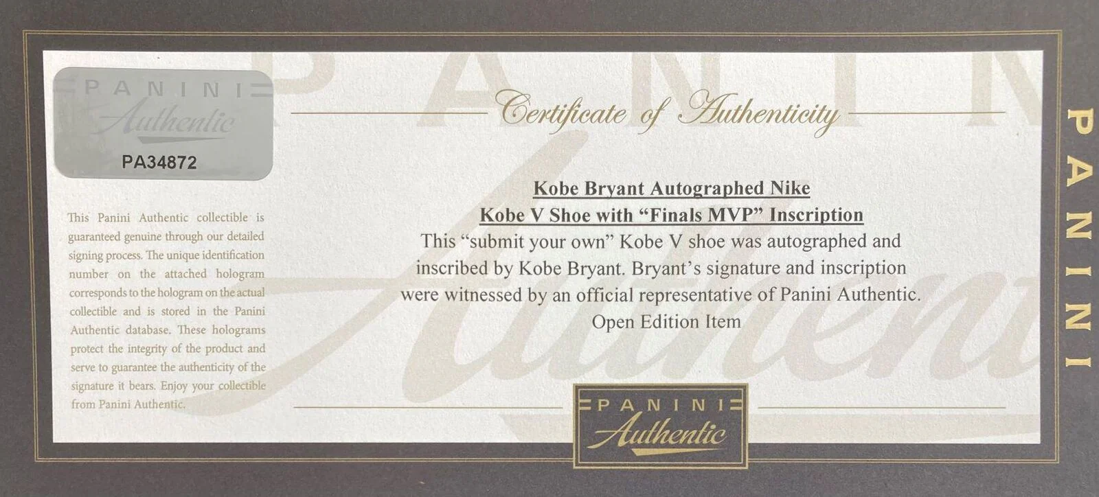 Kobe Bryant Lakers Signed Nike Zoom Kobe V Prelude Shoes Finals MVP Panini - Image 4