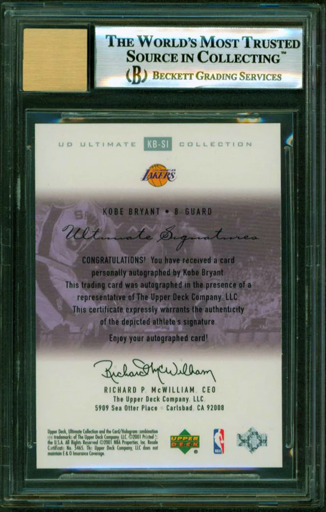 Kobe Bryant Signed 2000 Ultimate Collect Silver #KB-SI Card 8.5 Auto 10 BAS Slab - Image 3