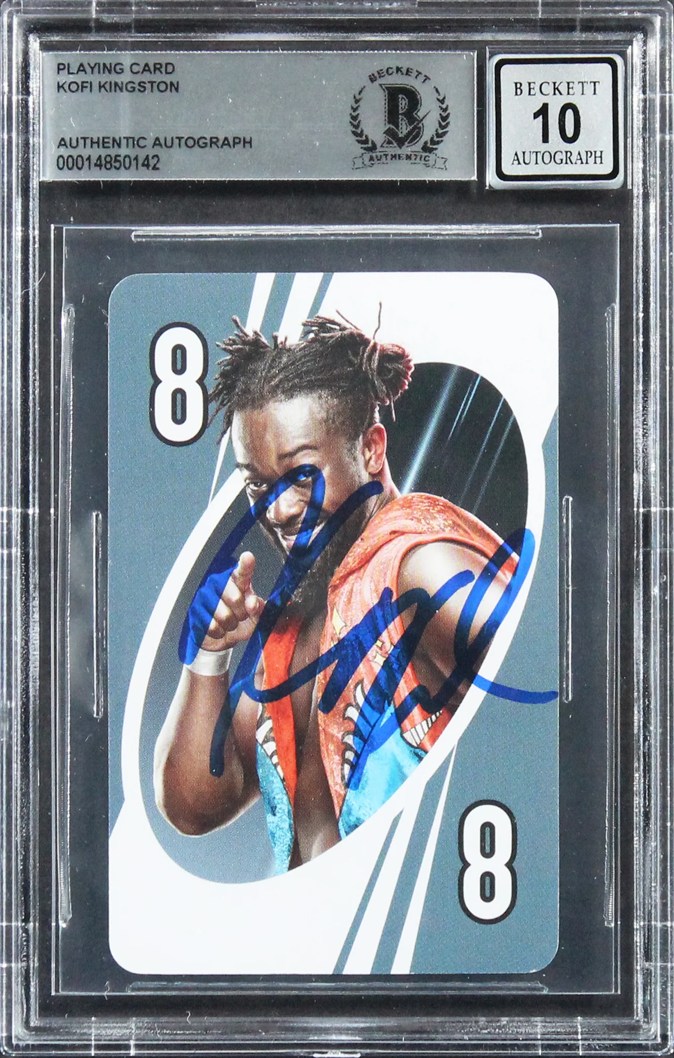 Kofi Kingston Authentic Signed UNO Playing Card Card Auto 10! BAS Slabbed 2 - Image 2