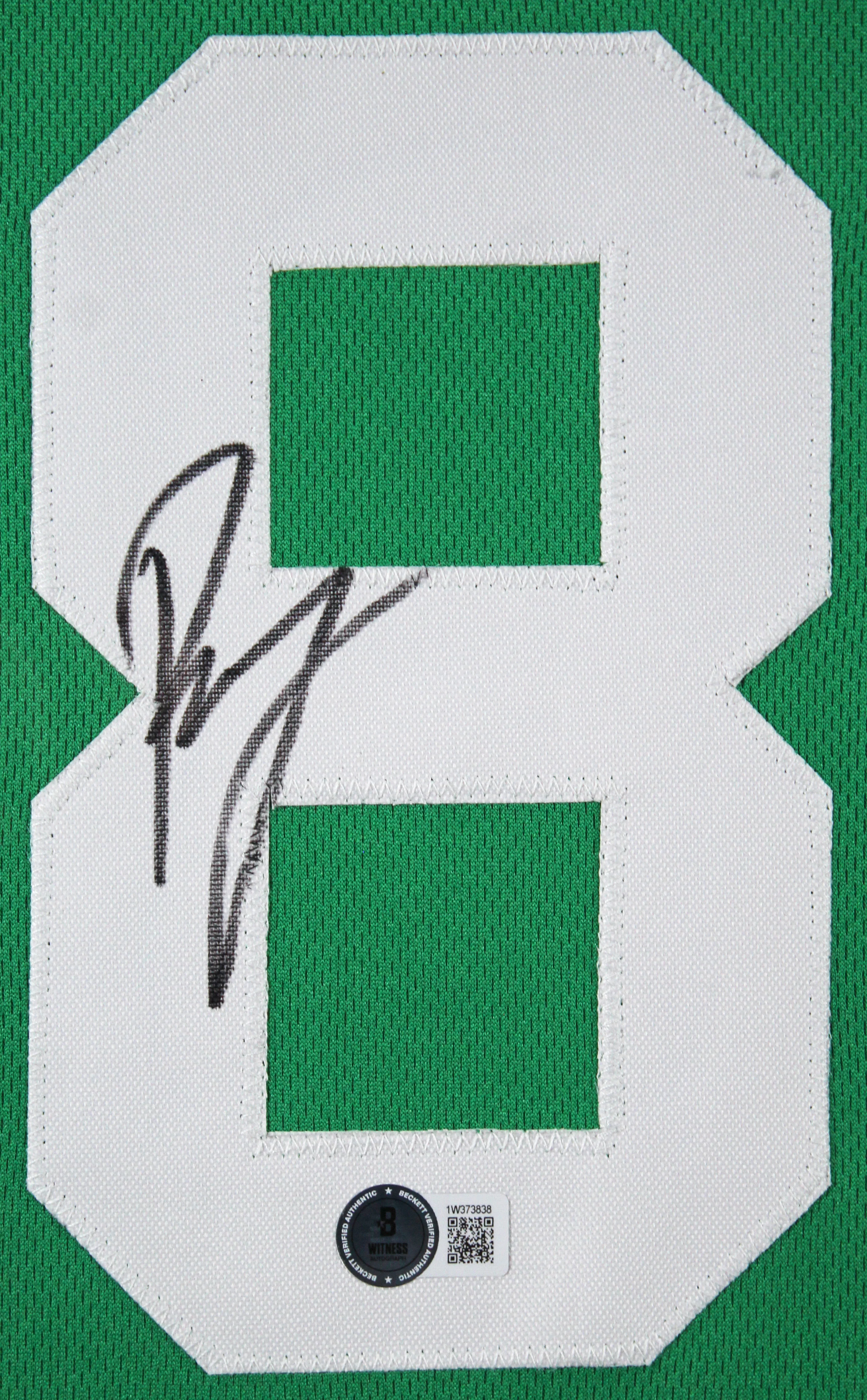Kristaps Porzingis Authentic Signed Green Pro Style Framed Jersey BAS Witnessed - Image 3
