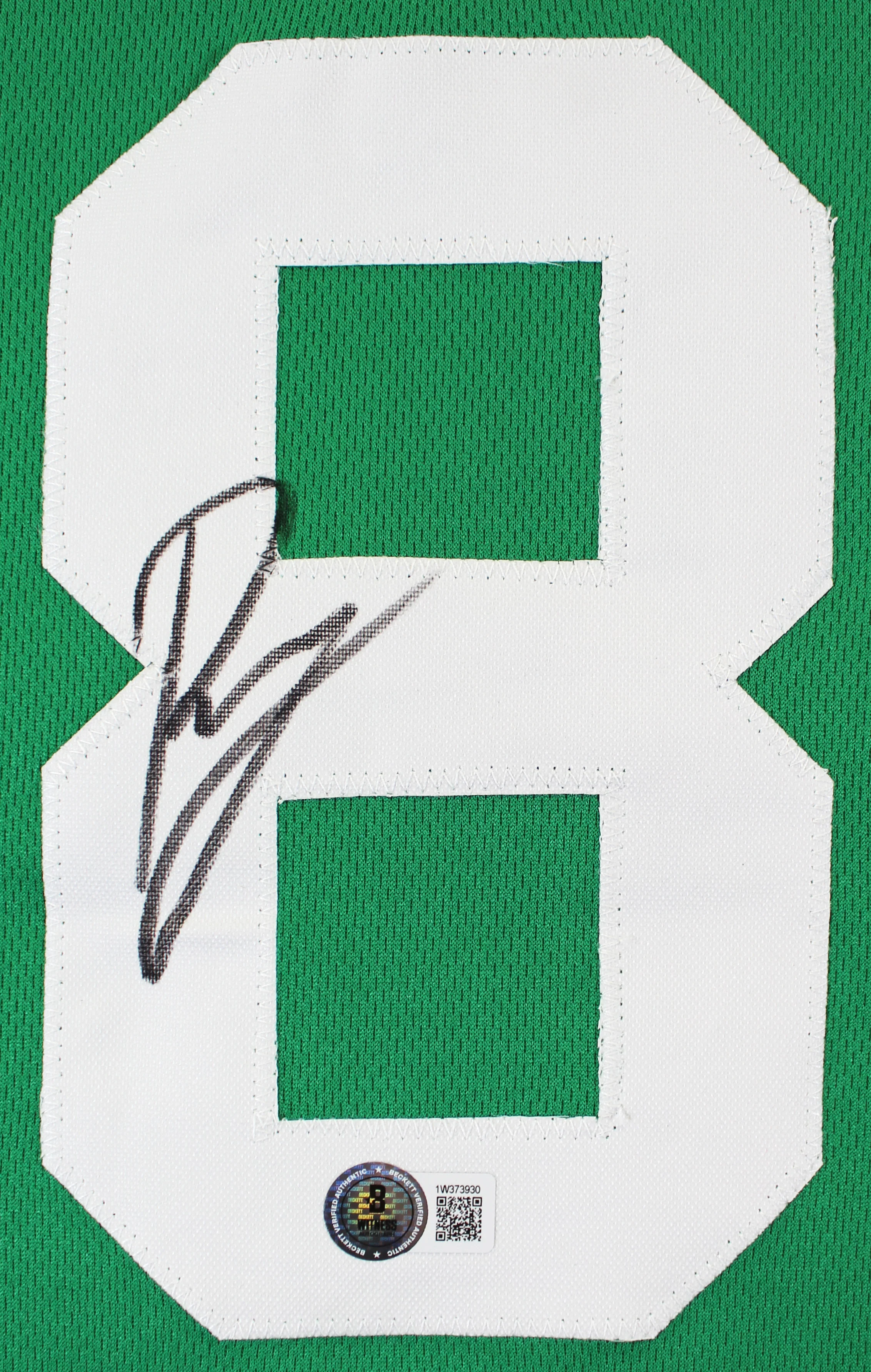 Kristaps Porzingis Authentic Signed Green Pro Style Jersey BAS Witnessed - Image 3