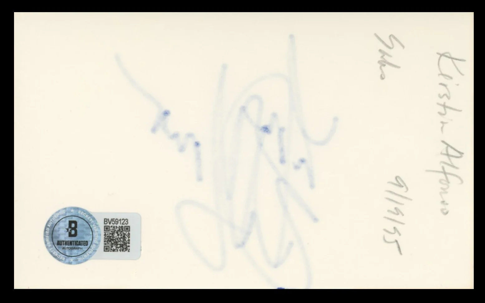 Kristian Alfonso Days of Our Lives Authentic Signed 3x5 Index Card BAS #BV59123 - Image 3