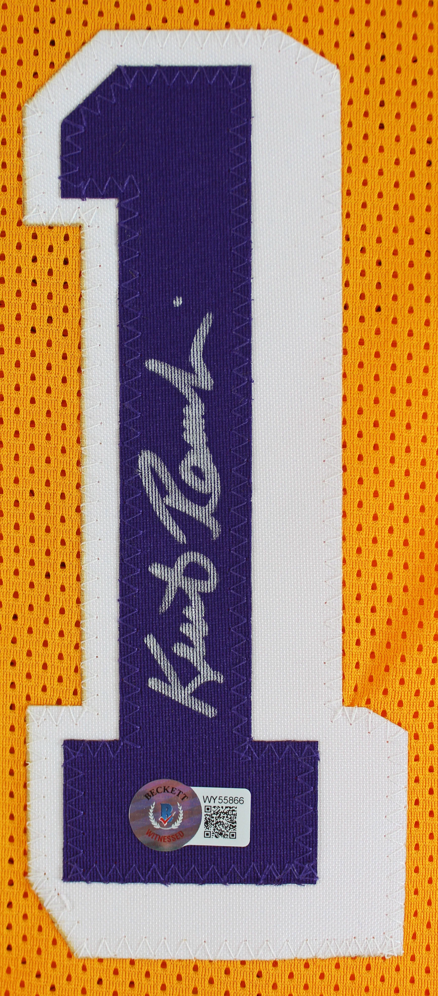 Kurt Rambis Authentic Signed Yellow Pro Style Jersey Autographed BAS Witnessed - Image 3
