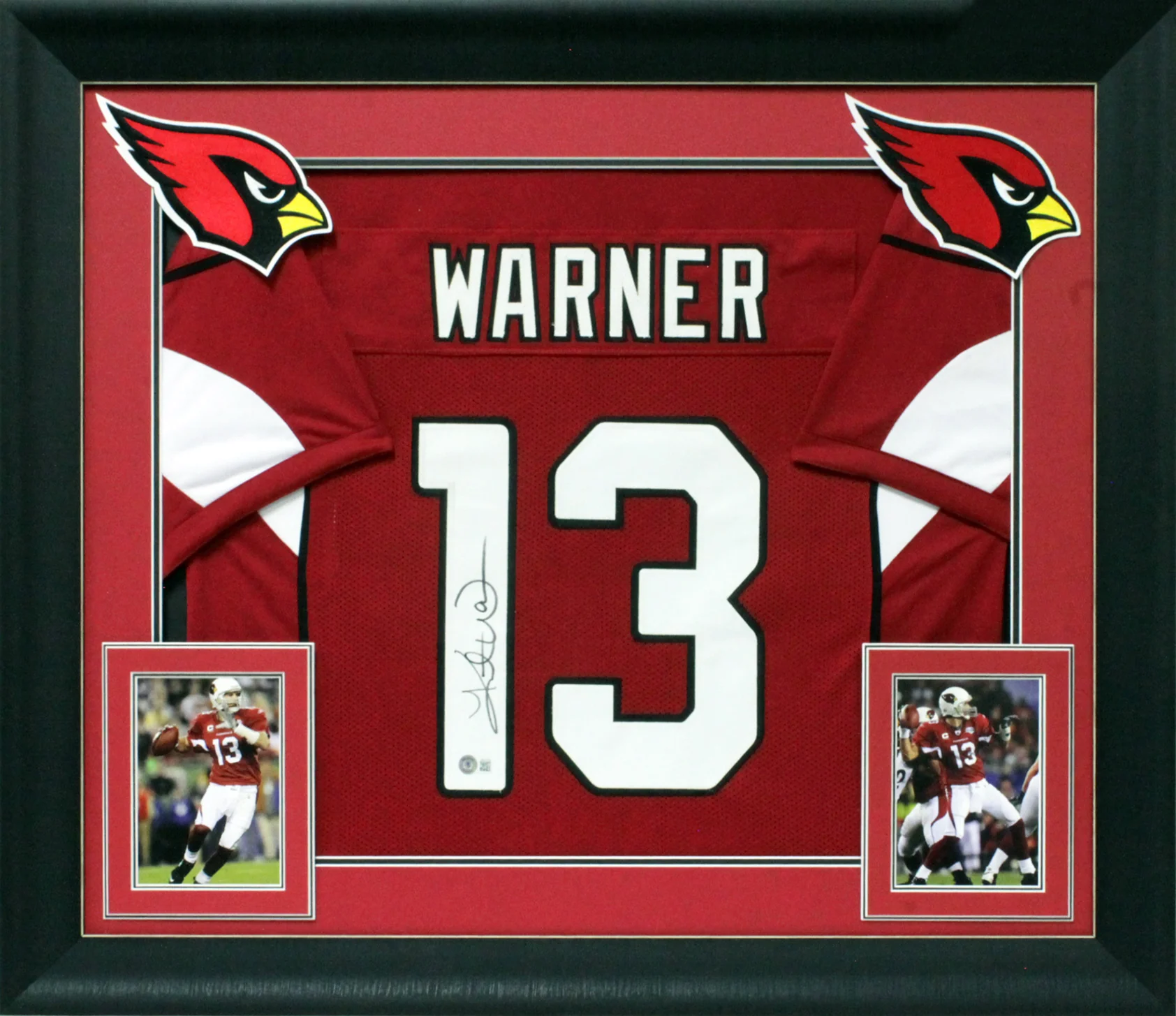 Kurt Warner Authentic Signed Red Pro Style Framed Jersey BAS Witnessed - Image 2