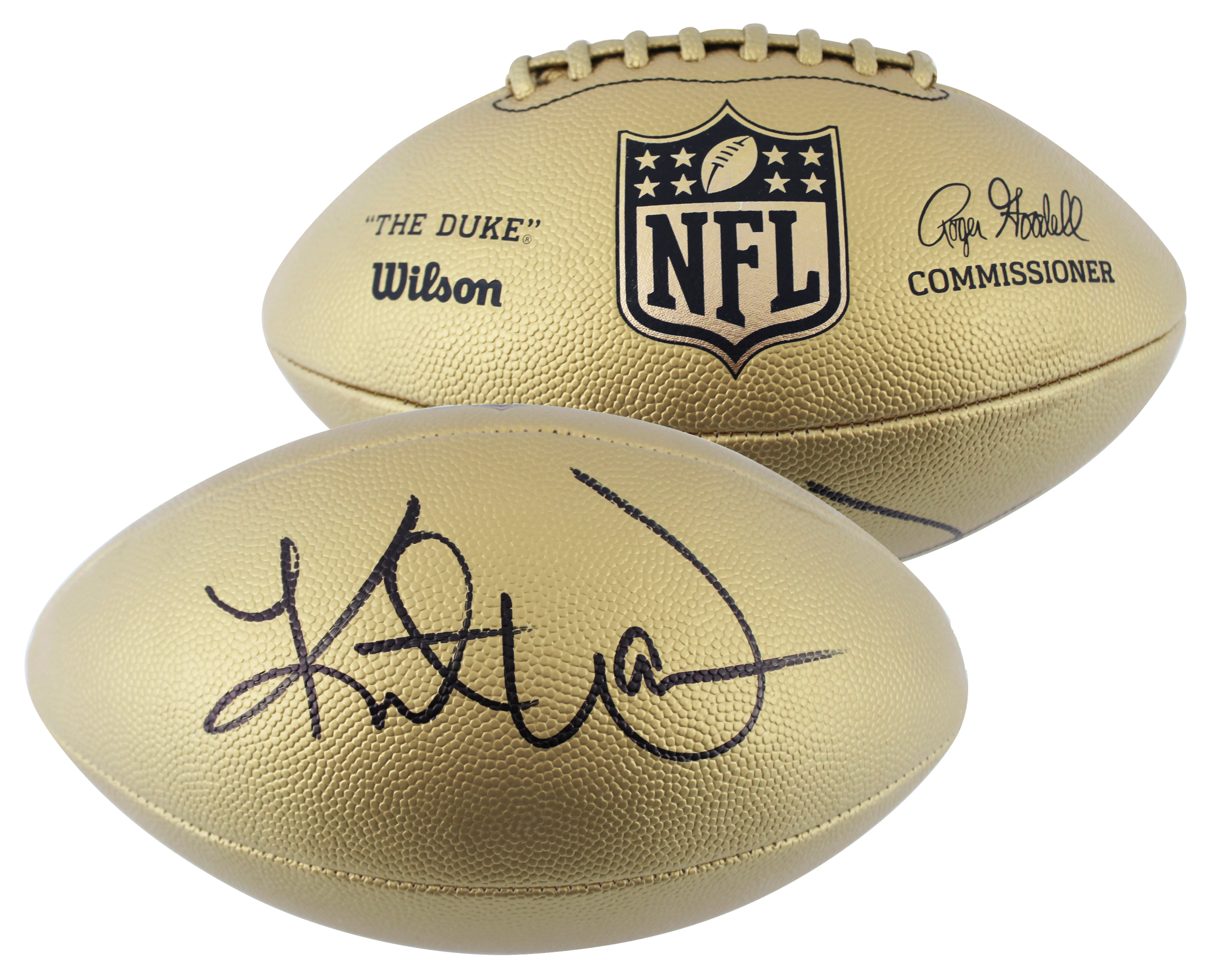 Kurt Warner Signed Wilson Replica Duke Metallic Gold Football W/ Case BAS Wit - Image 3