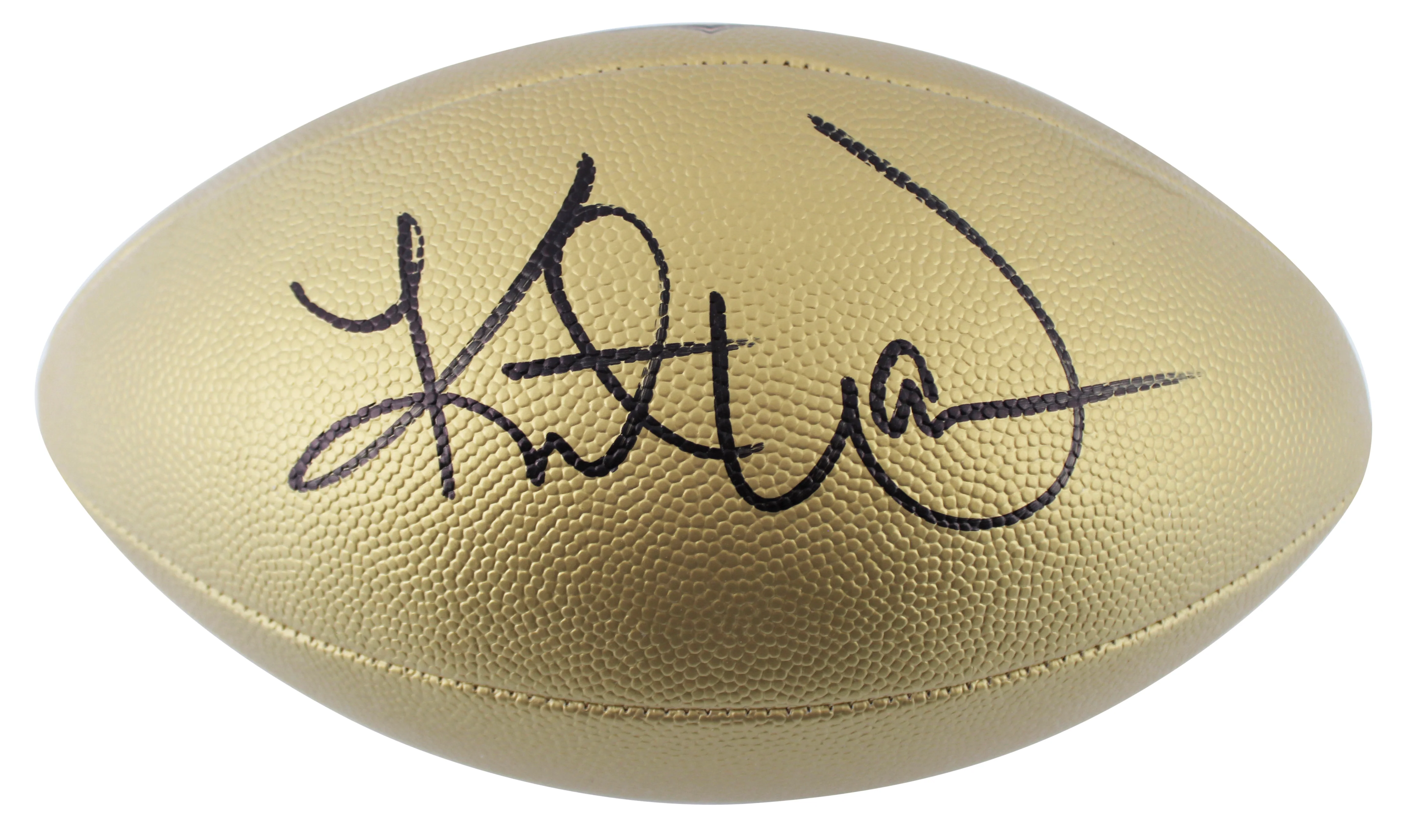 Kurt Warner Signed Wilson Replica Duke Metallic Gold Football W/ Case BAS Wit - Image 4