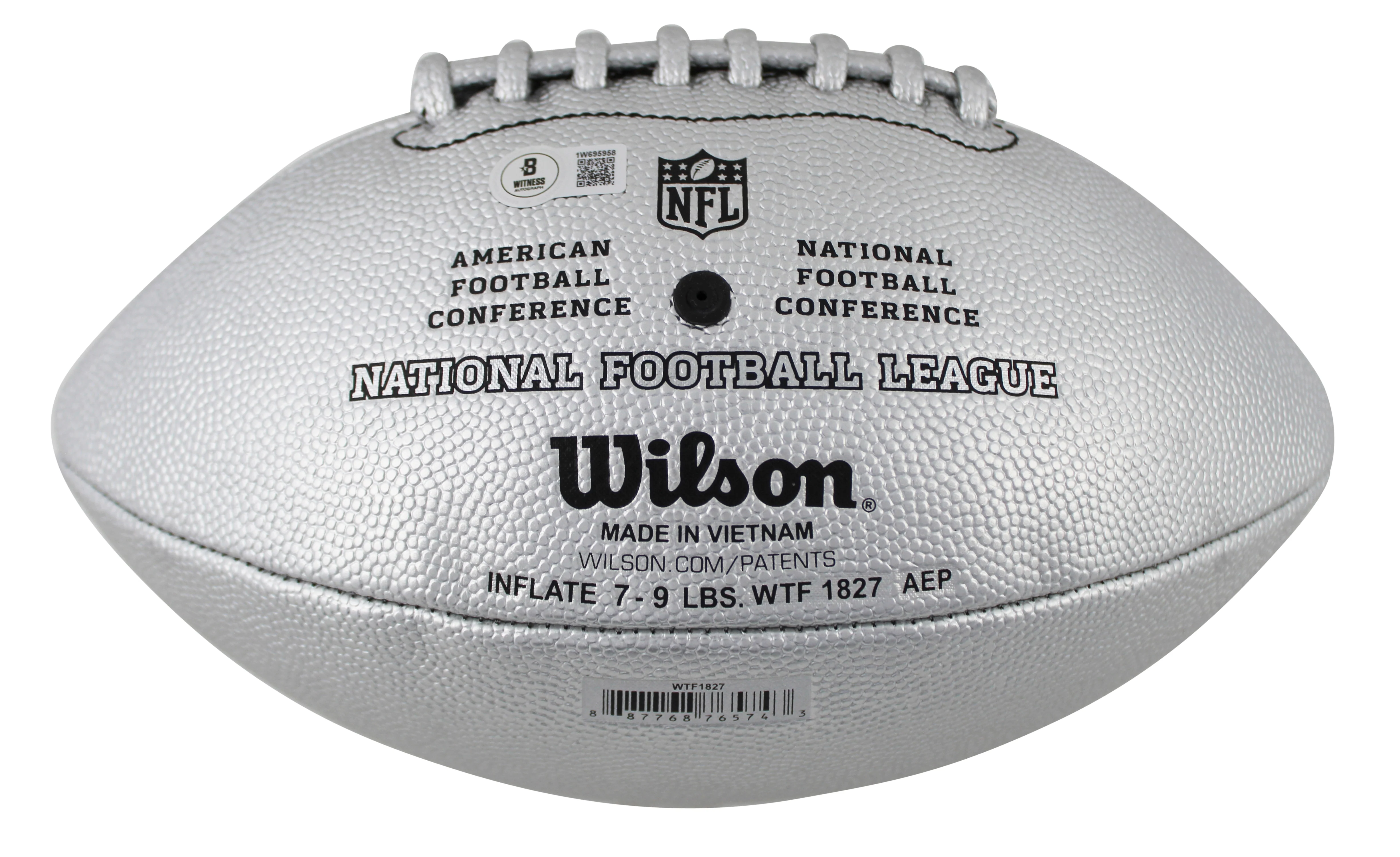Kurt Warner Signed Wilson Replica Duke Metallic Silver Nfl Football BAS Witness - Image 3