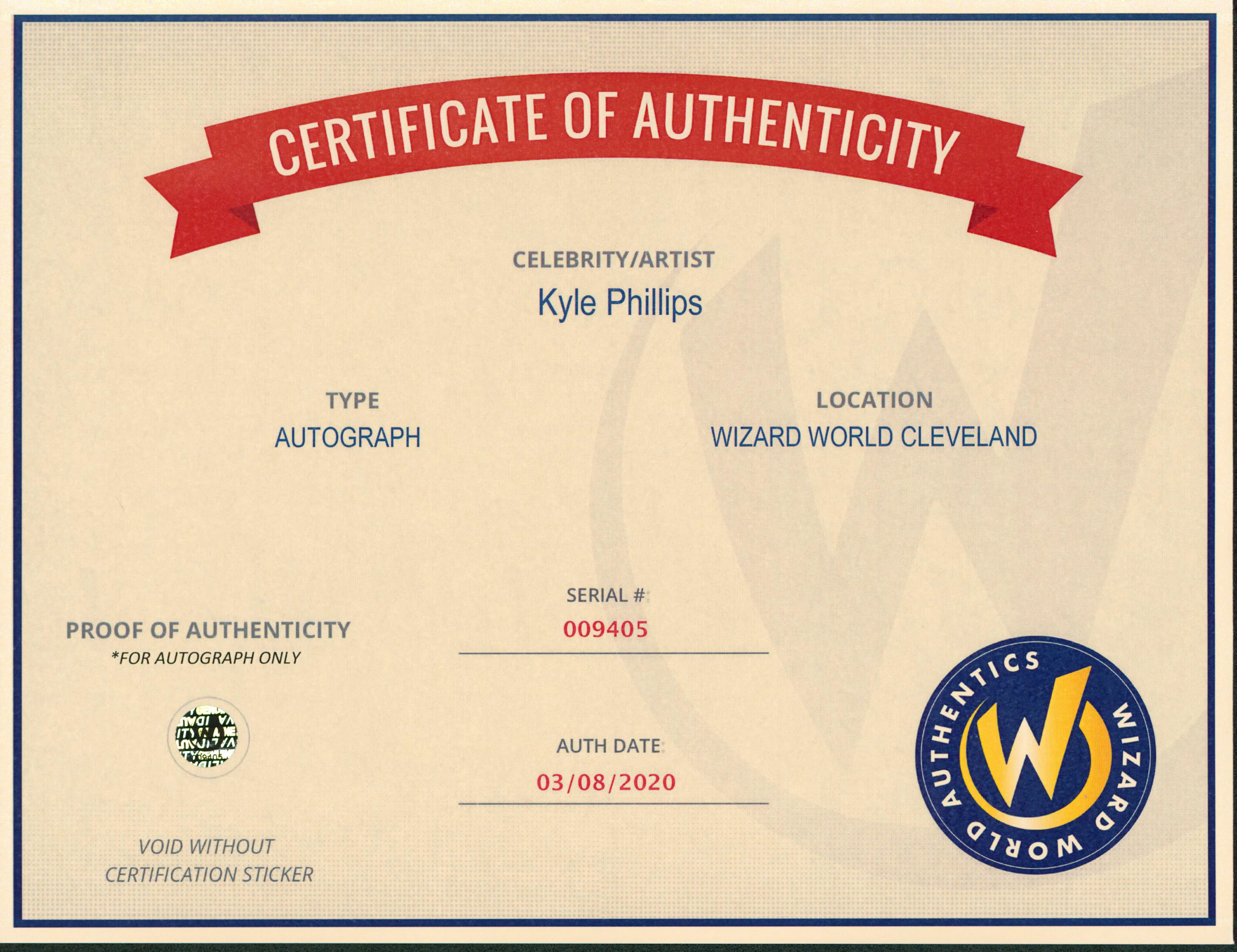 Kyle Phillips Fairy Tail Authentic Signed 8x10 Photo Wizard World #009405 - Image 3