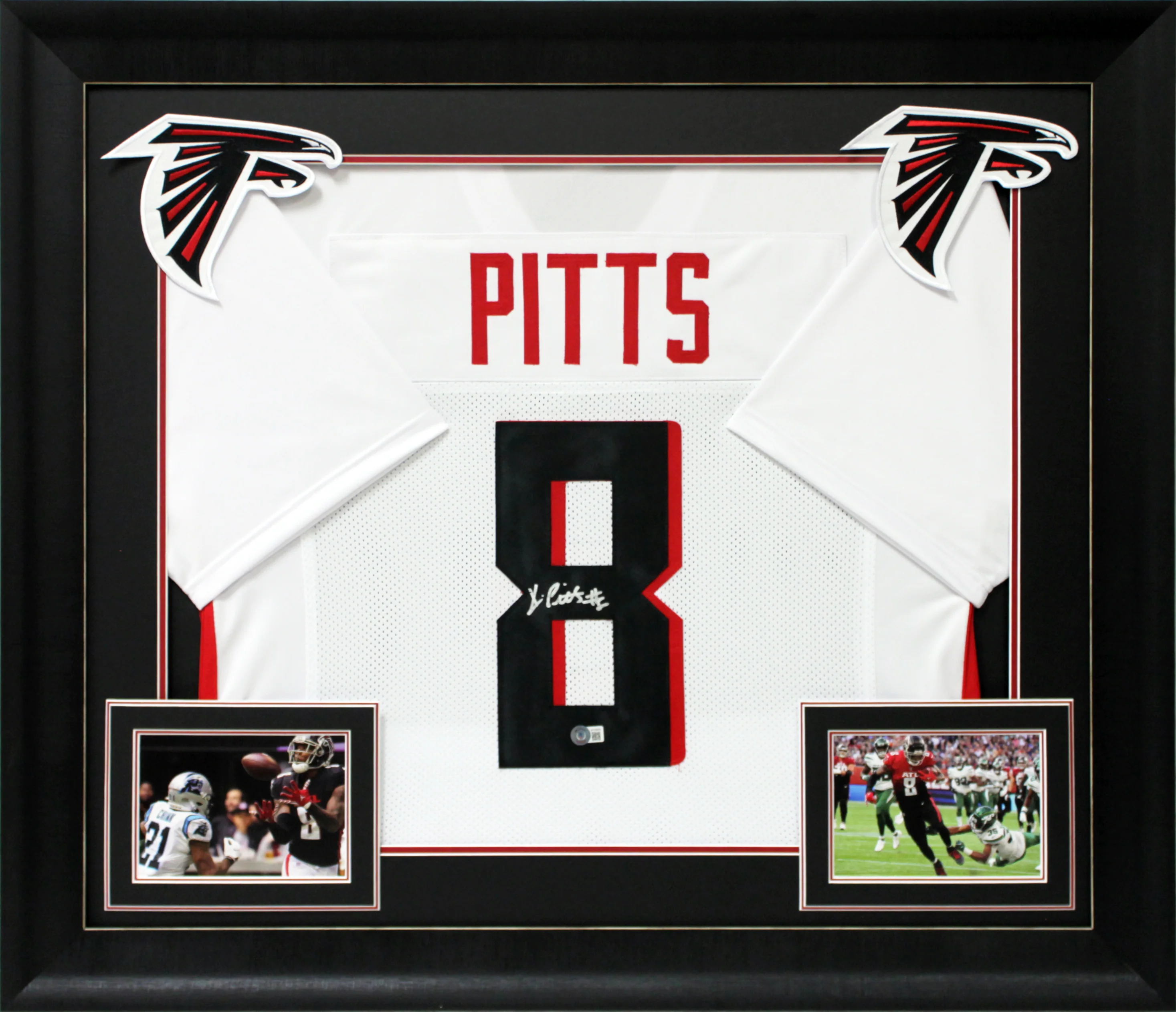 Kyle Pitts Authentic Signed White Pro Style Framed Jersey BAS Witnessed - Image 2