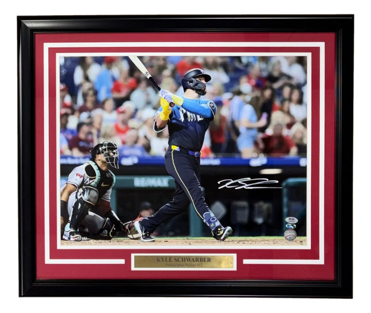 Kyle Schwarber Signed Framed 16x20 Philles City Connect Photo PSA/DNA