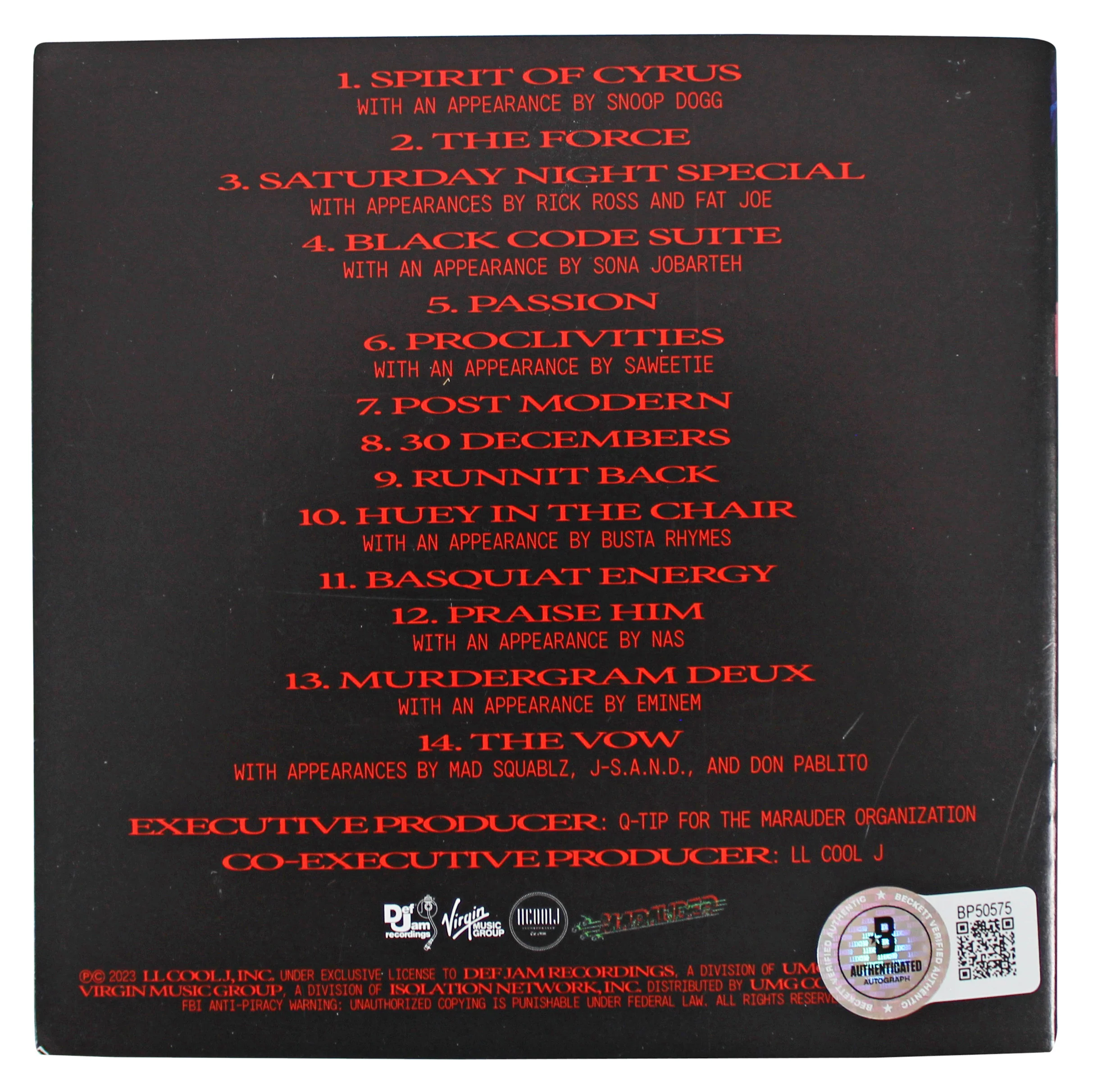 L.L. Cool J. Authentic Signed The Force Cd Insert W/ Disk BAS #BP50575 - Image 4