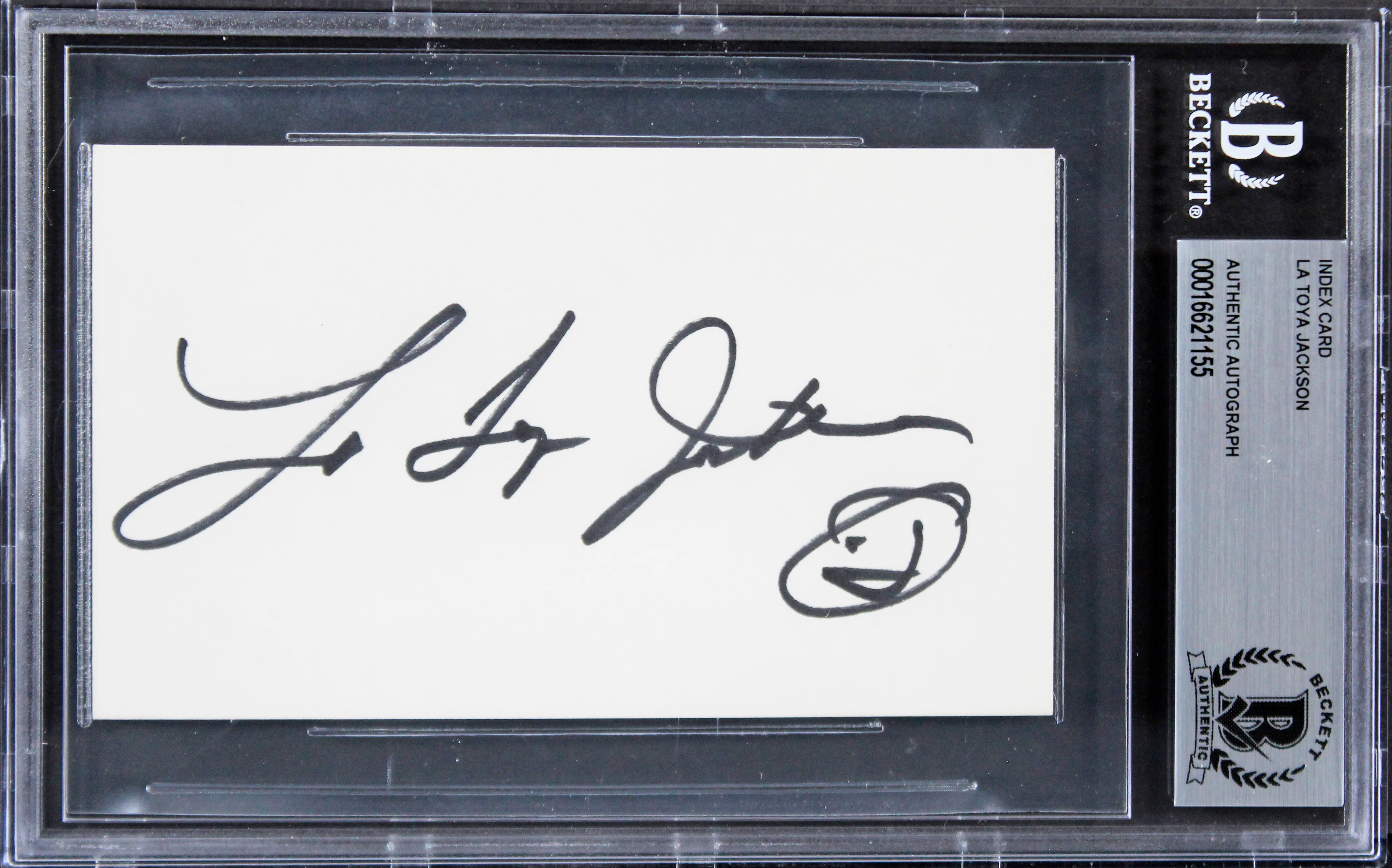 La Toya Jackson The Jacksons Authentic Signed 3x5 Index Card BAS Slabbed - Image 2