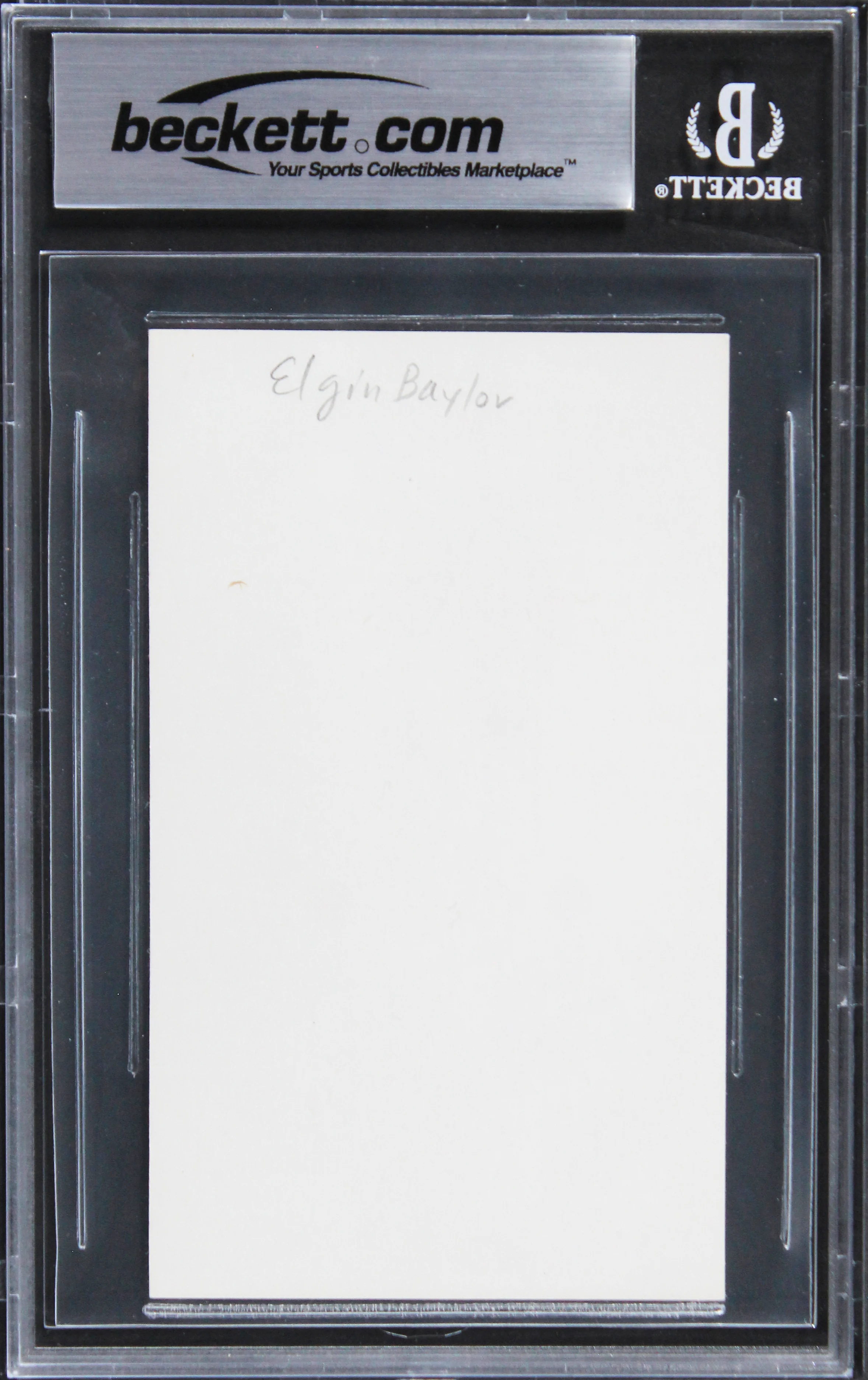 Lakers Elgin Baylor Authentic Signed 3x5 Index Card Autographed BAS Slabbed - Image 3