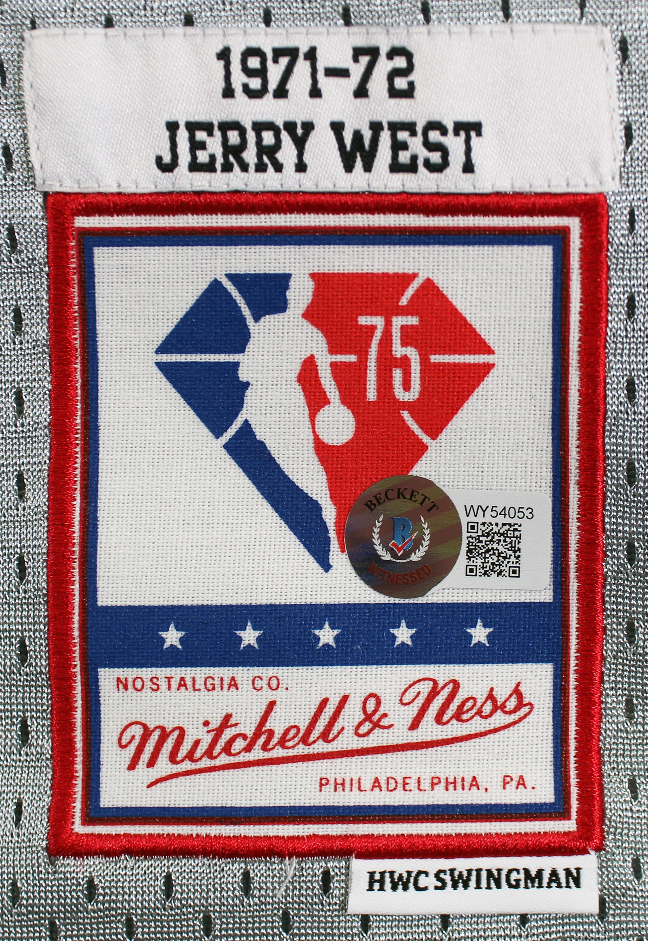 Lakers Jerry West "3x Insc" Signed Grey 75th Ann M&N HWC Swingman Jersey BAS Wit - Image 6