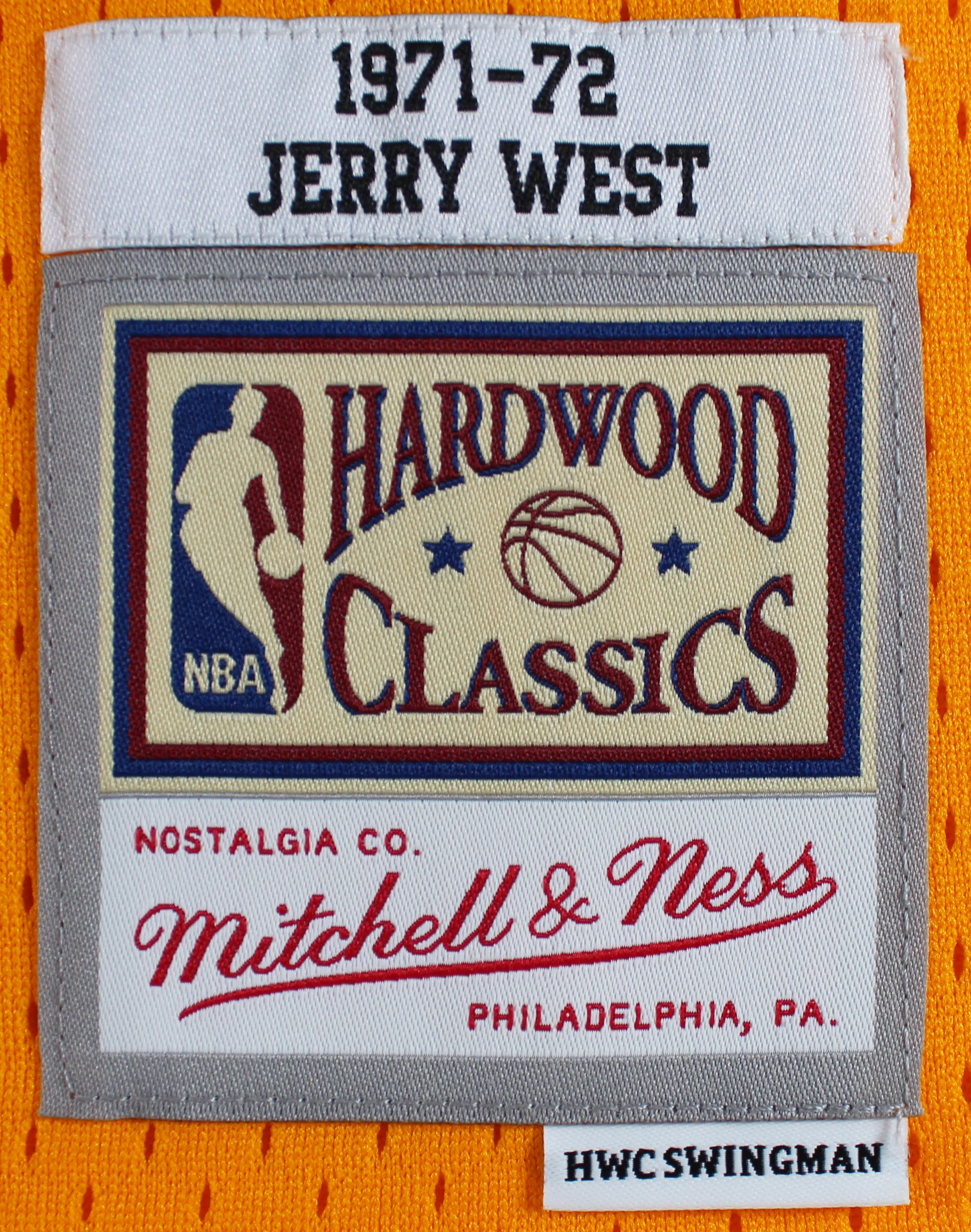 Lakers Jerry West "3x Inscribed" Signed Yellow M&N HWC Swingman Jersey BAS - Image 5