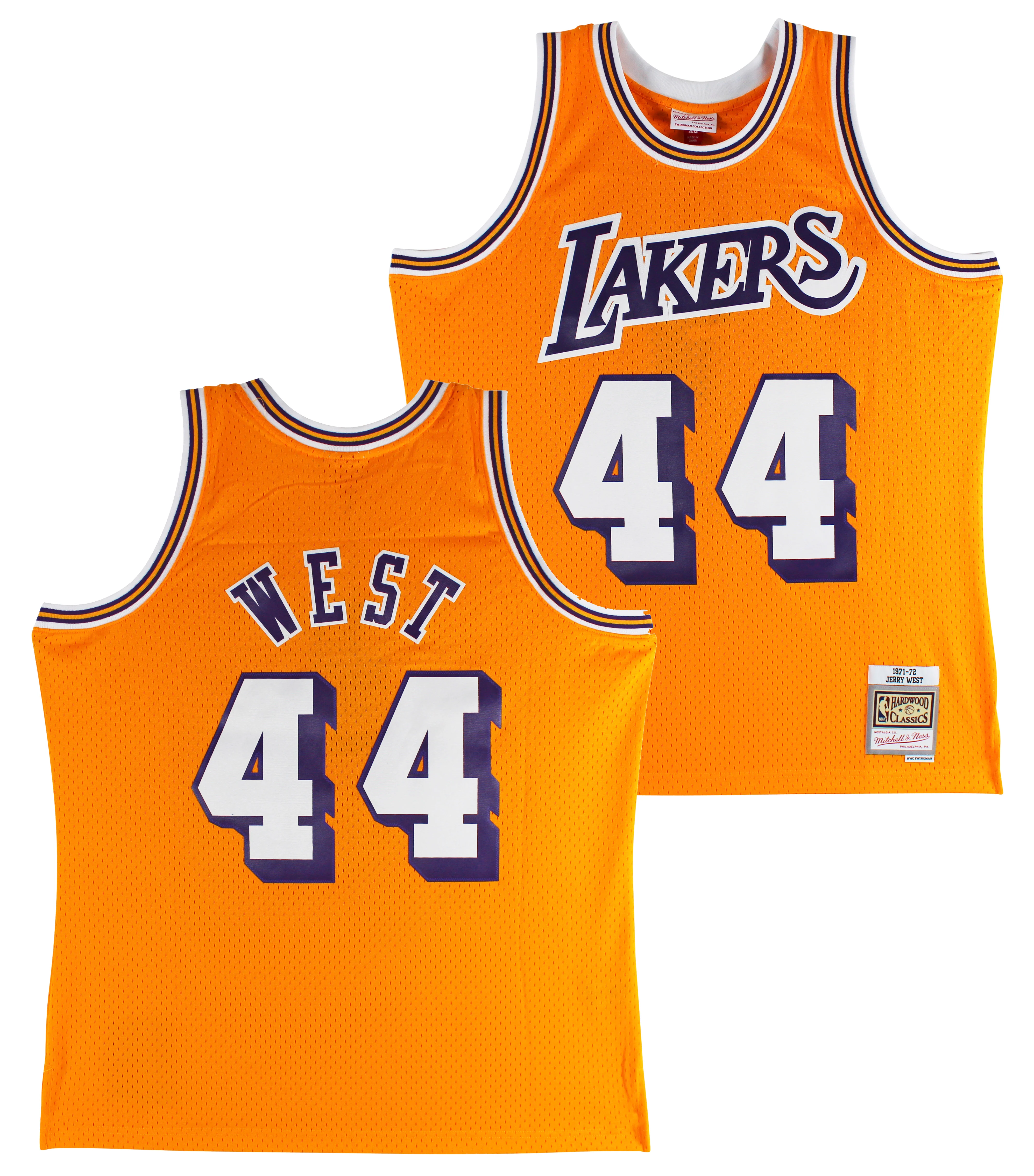 Lakers Jerry West Yellow 1971-72 Mitchell & Ness HWC Swingman Jersey Un-signed - Image 2