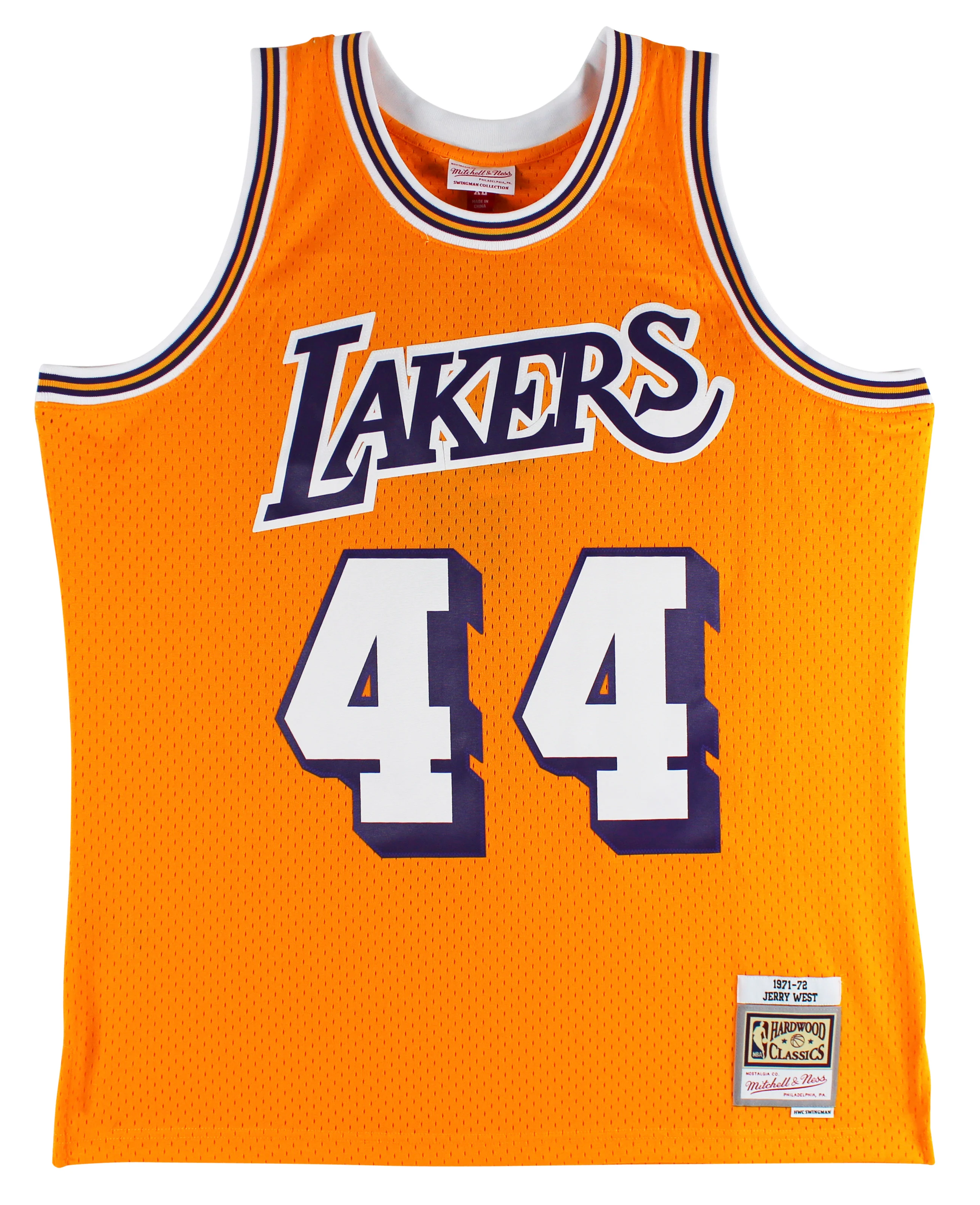 Lakers Jerry West Yellow 1971-72 Mitchell & Ness HWC Swingman Jersey Un-signed - Image 4