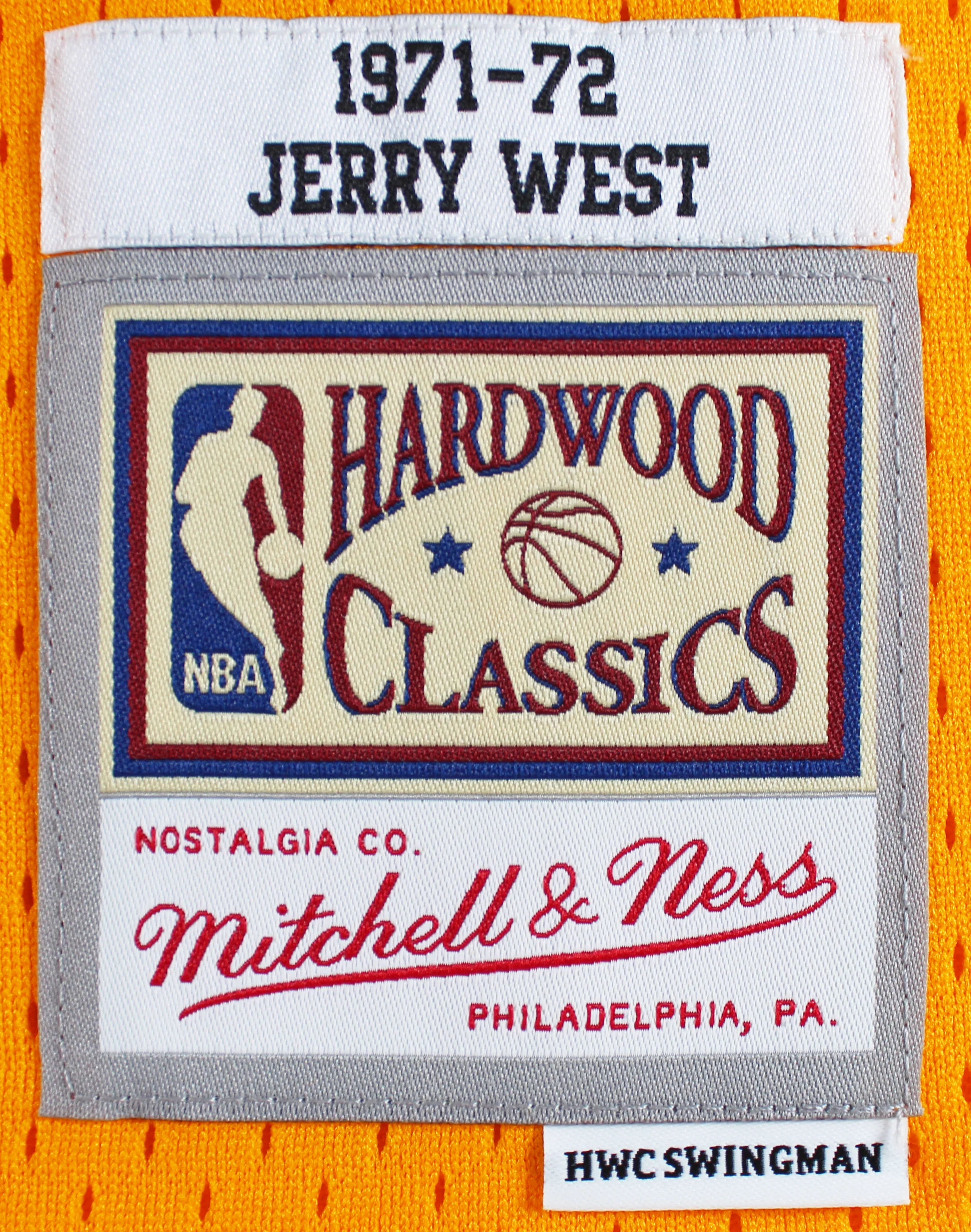 Lakers Jerry West Yellow 1971-72 Mitchell & Ness HWC Swingman Jersey Un-signed - Image 5