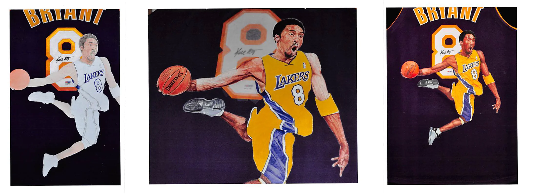 Lakers Kobe Bryant Signed William Zavala Hand Painted M&N Framed Jersey PSA - Image 6