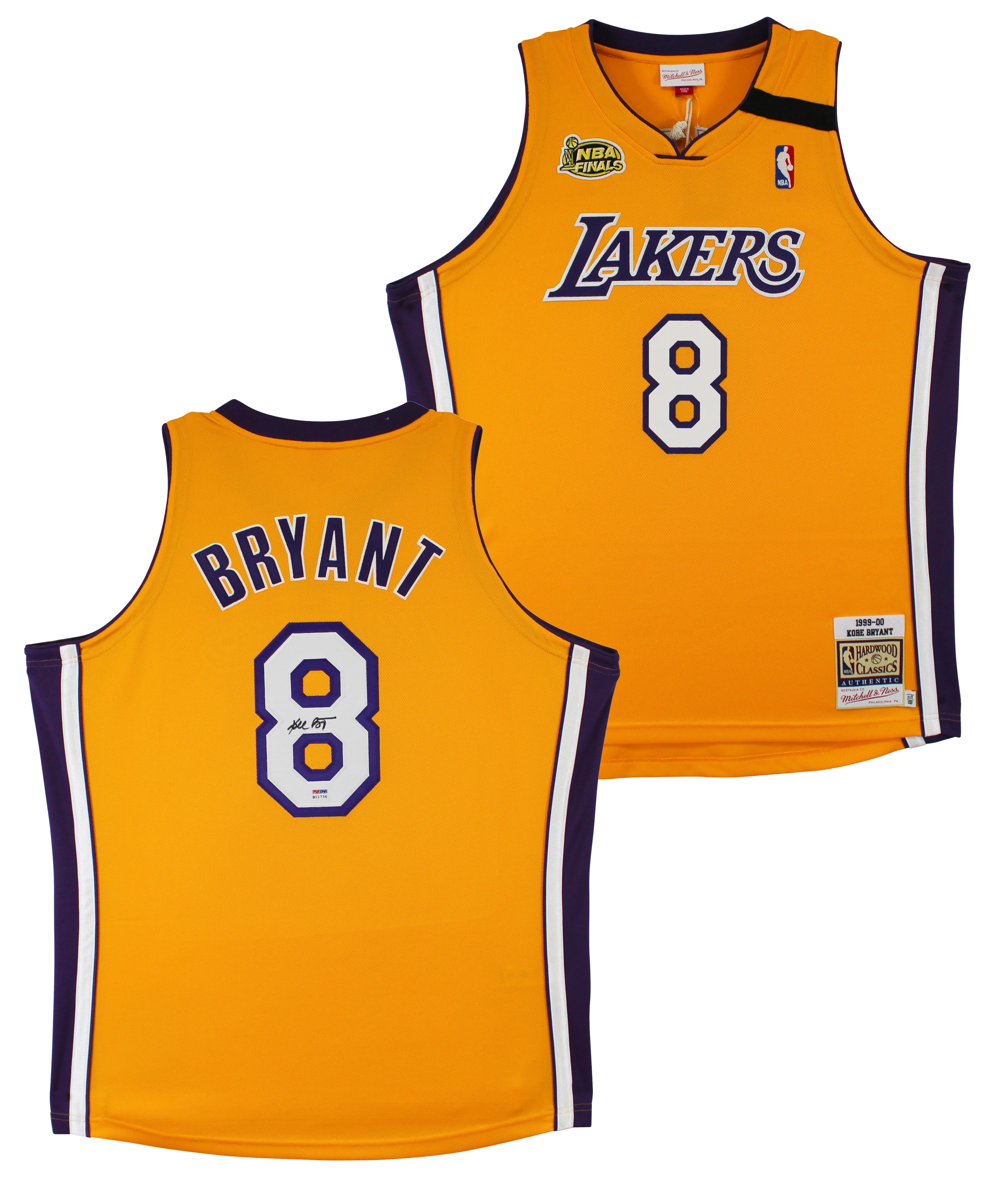 Lakers Kobe Bryant Signed Yellow M&N 1999-00 HWC Authentic Jersey PSA #B11736 - Image 2