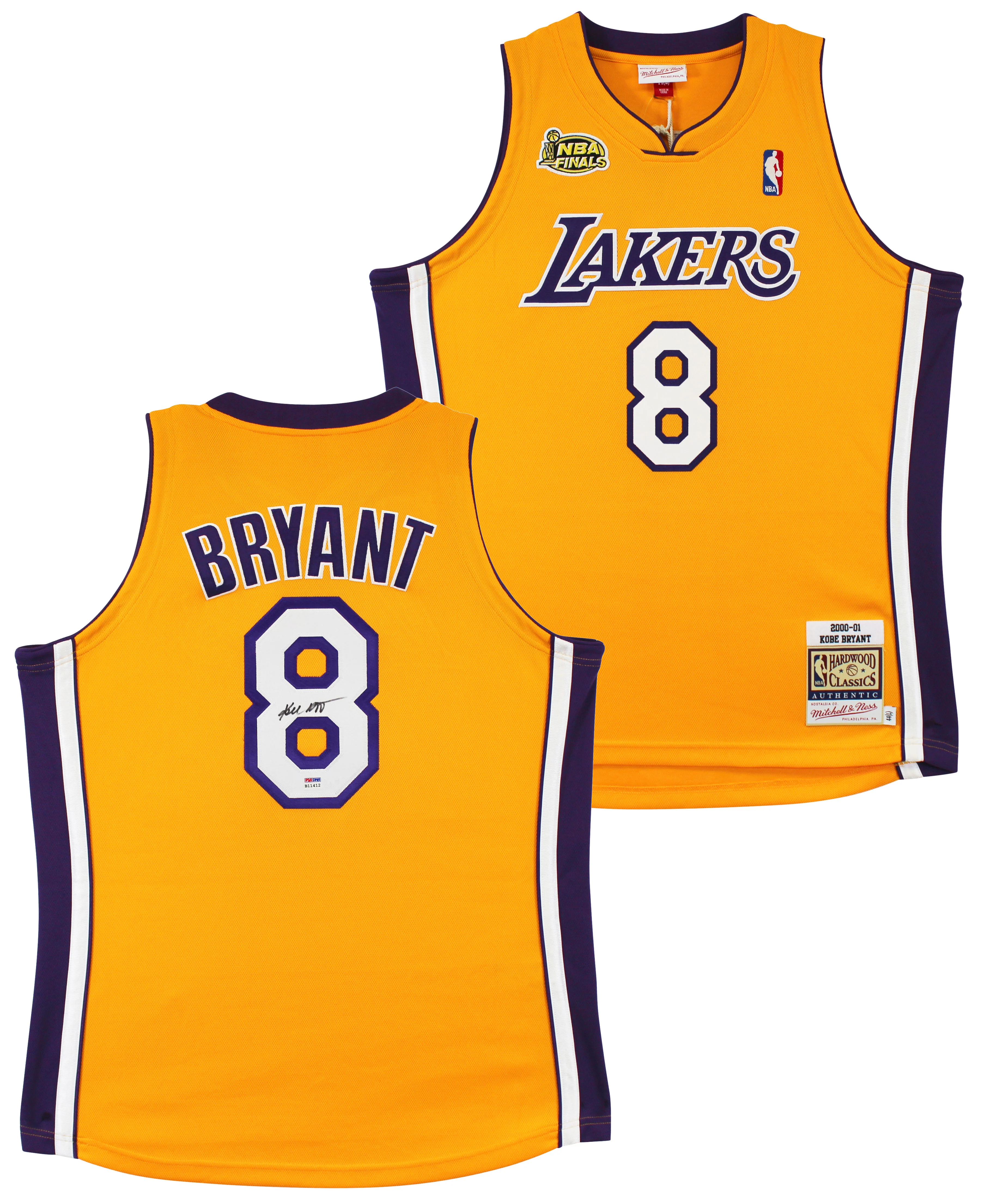 Lakers Kobe Bryant Signed Yellow M&N 2000-01 HWC Authentic Framed Jersey PSA/DNA - Image 3