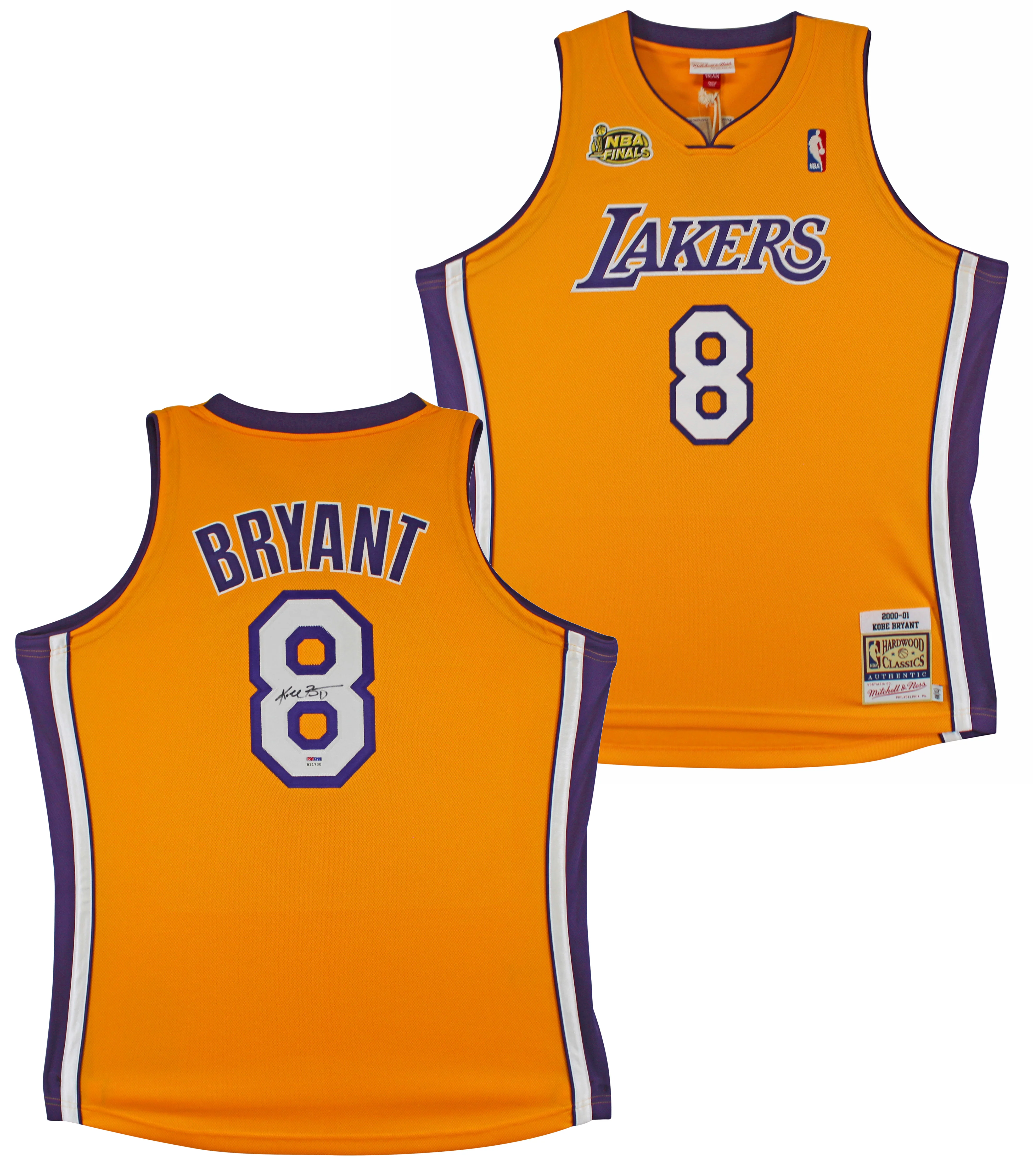 Lakers Kobe Bryant Signed Yellow M&N 2000-01 HWC Authentic Jersey PSA #B11730 - Image 2
