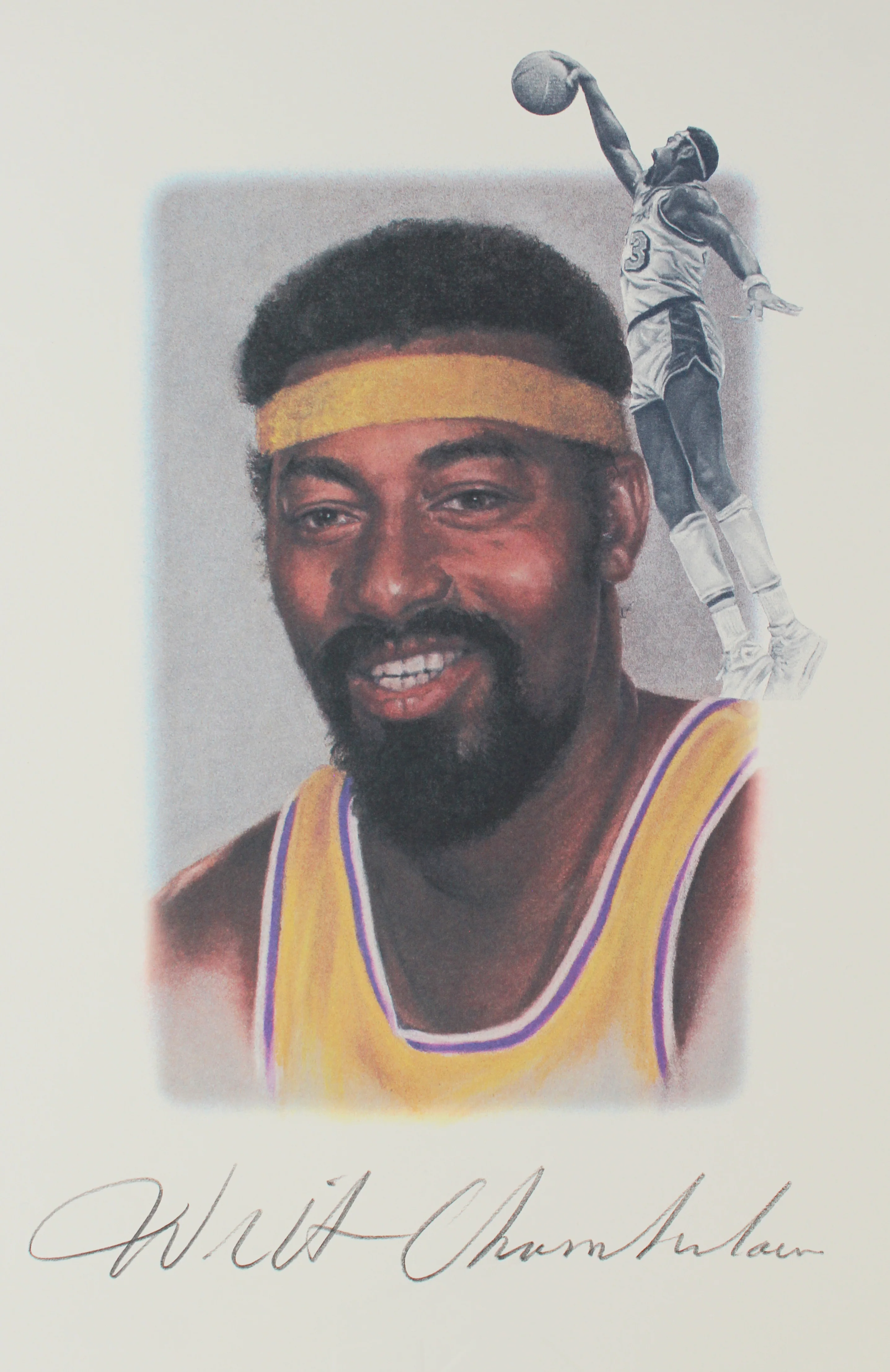 Lakers Legends (5) Chamberlain, Jabbar, Johnson Signed 22x39 Lithograph BAS - Image 3