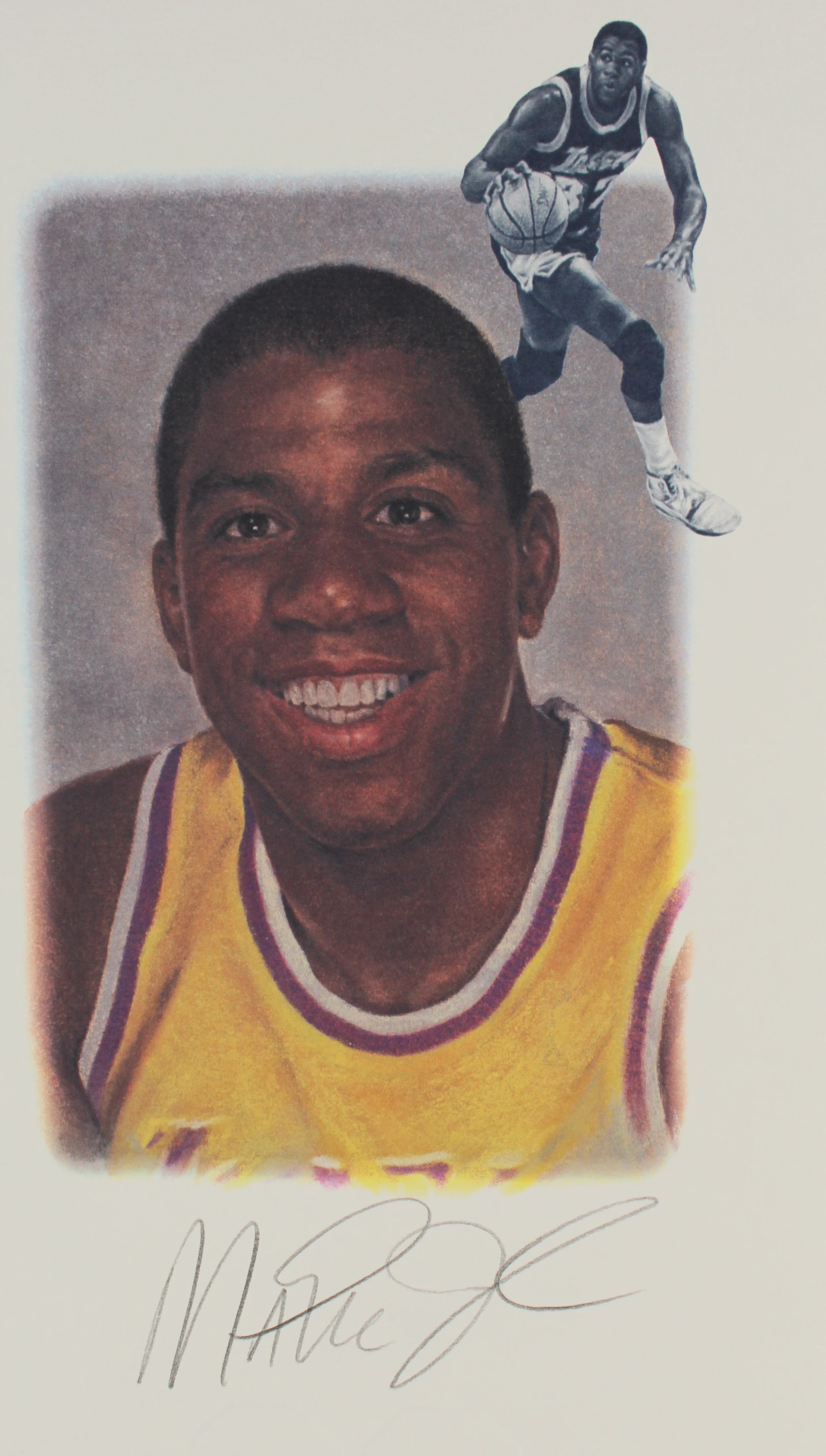 Lakers Legends (5) Chamberlain, Jabbar, Johnson Signed 22x39 Lithograph BAS - Image 4