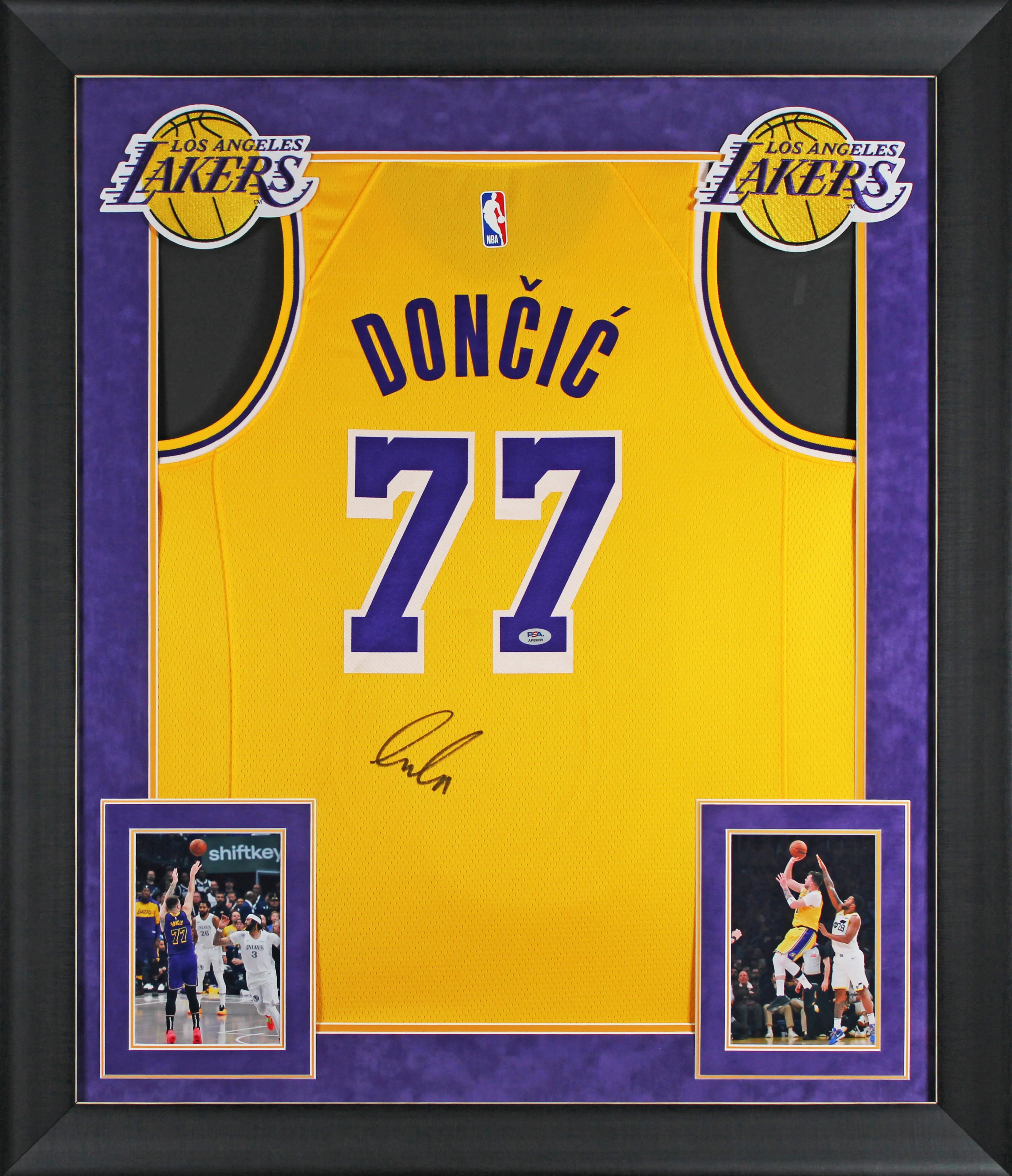 Lakers Luka Doncic Signed Yellow Nike Swingman Framed Jersey PSA/DNA #AP89099 - Image 2