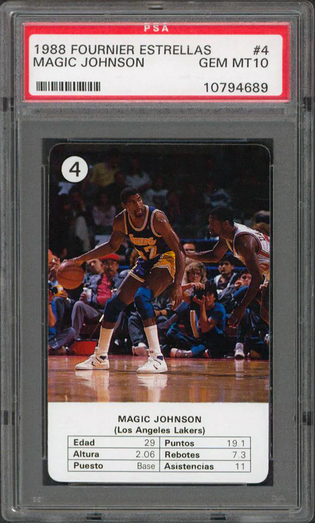 Lakers Magic Johnson 1988 Fournier Estrellas #4 Card Graded Gem 10! PSA Slabbed - Image 2