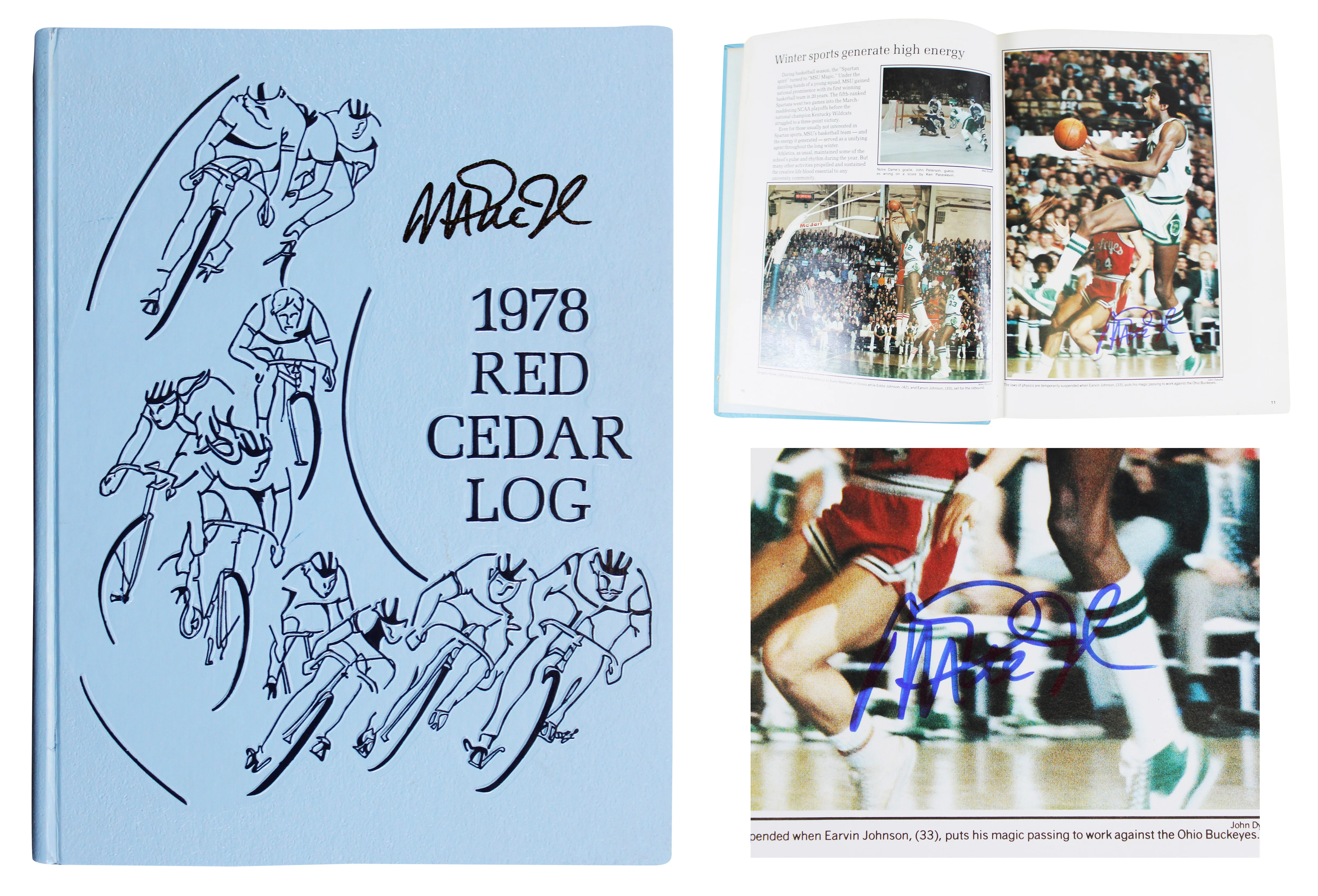 Lakers Magic Johnson 2x Signed 1978 Michigan State Yearbook BAS Wit #3W326954 - Image 2