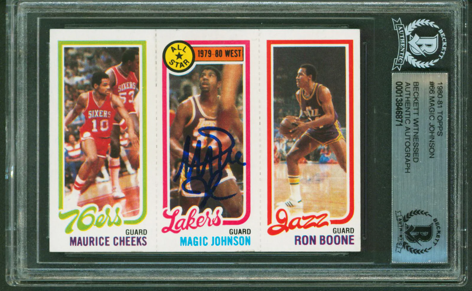 Lakers Magic Johnson Authentic Signed 1980 Topps #66 Card BAS Slabbed - Image 2