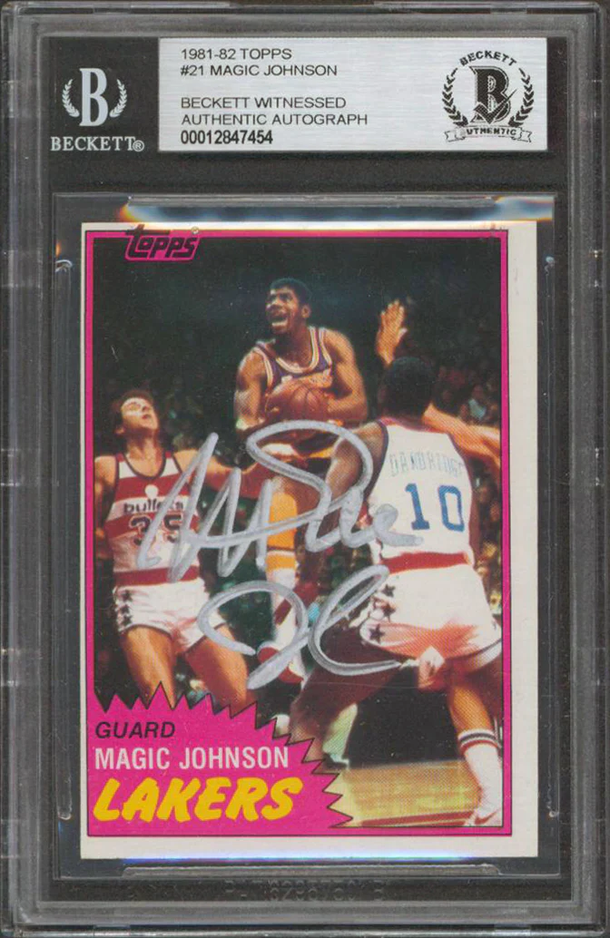 Lakers Magic Johnson Authentic Signed 1981-82 Topps #21 Card BAS Slabbed - Image 2