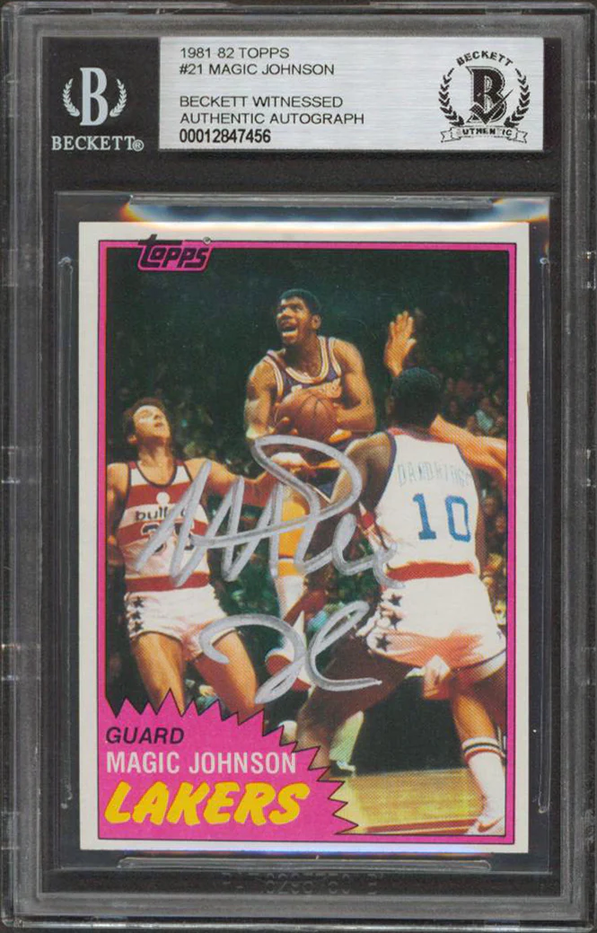 Lakers Magic Johnson Authentic Signed 1981 Topps #21 Card BAS Slabbed #12847456 - Image 2