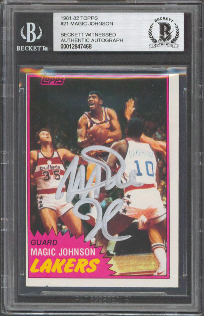 Lakers Magic Johnson Authentic Signed 1981 Topps #21 Card BAS Slabbed #12847468 - Image 2