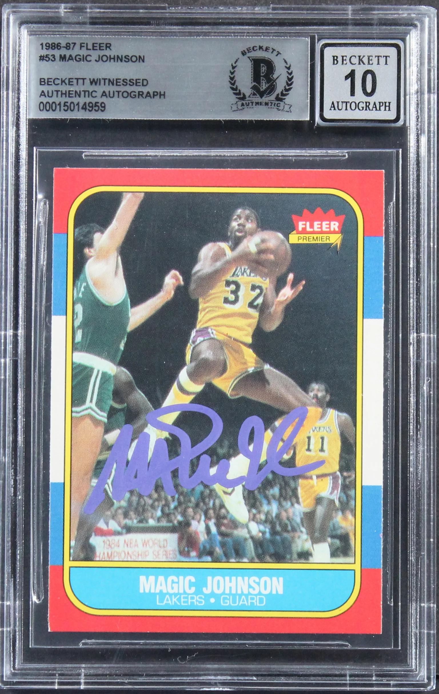 Lakers Magic Johnson Authentic Signed 1986 Fleer #53 Card Auto 10! BAS Slabbed - Image 2