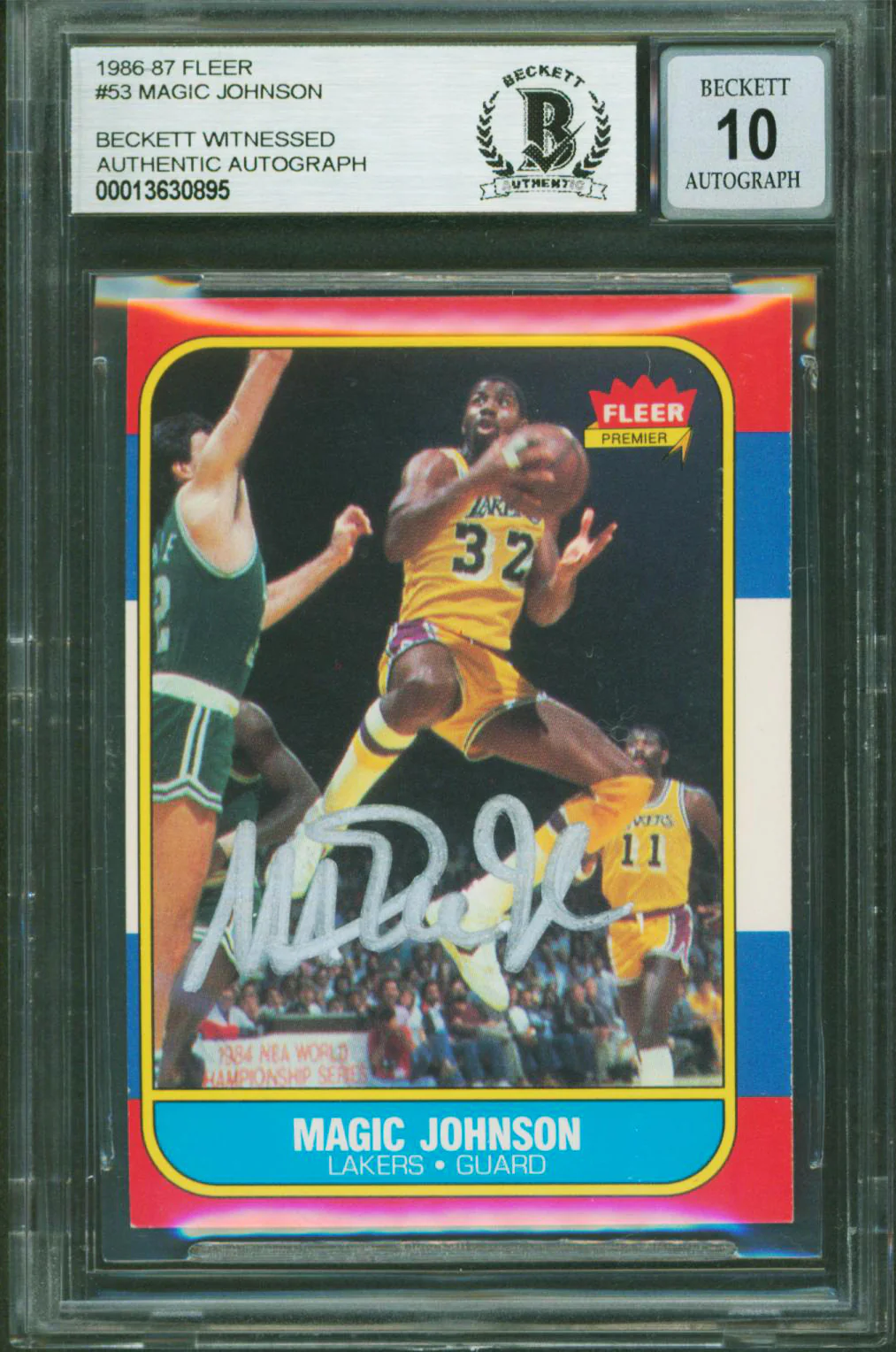 Lakers Magic Johnson Authentic Signed 1986 Fleer #53 Card Auto 10! BAS Slabbed - Image 2