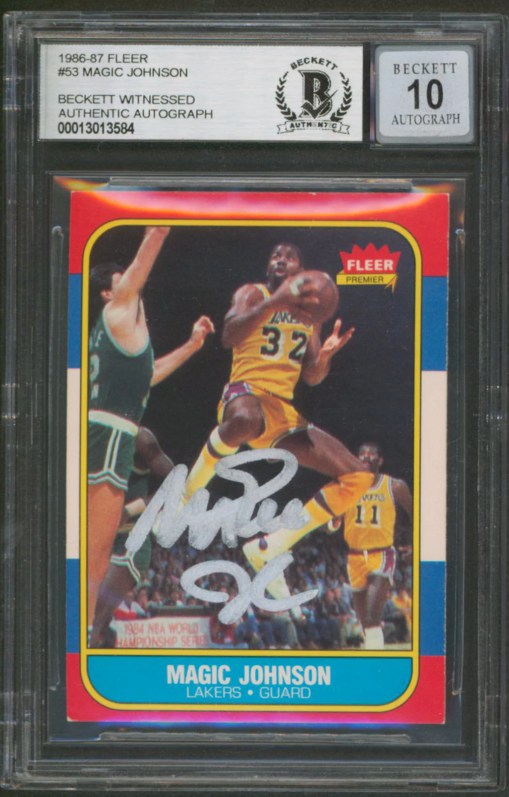 Lakers Magic Johnson Authentic Signed 1986 Fleer #53 Card Auto 10! BAS Slabbed - Image 2