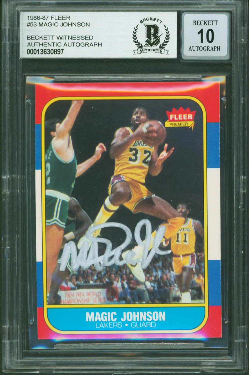 Lakers Magic Johnson Authentic Signed 1986 Fleer #53 Card Auto 10! BAS Slabbed - Image 2