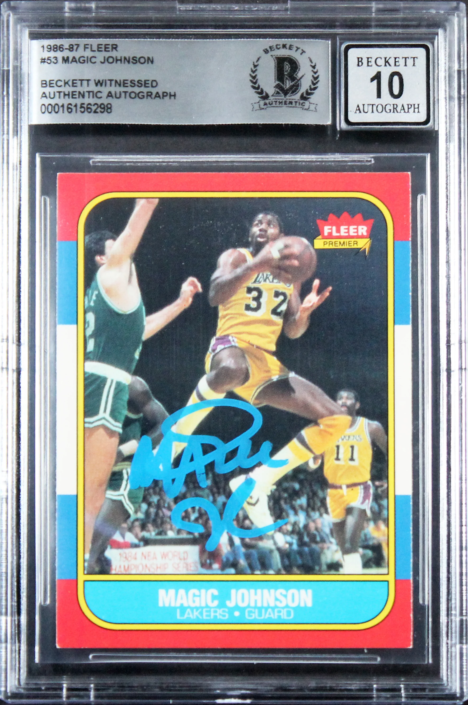 Lakers Magic Johnson Authentic Signed 1986 Fleer #53 Card Auto 10! BAS Slabbed 4 - Image 2