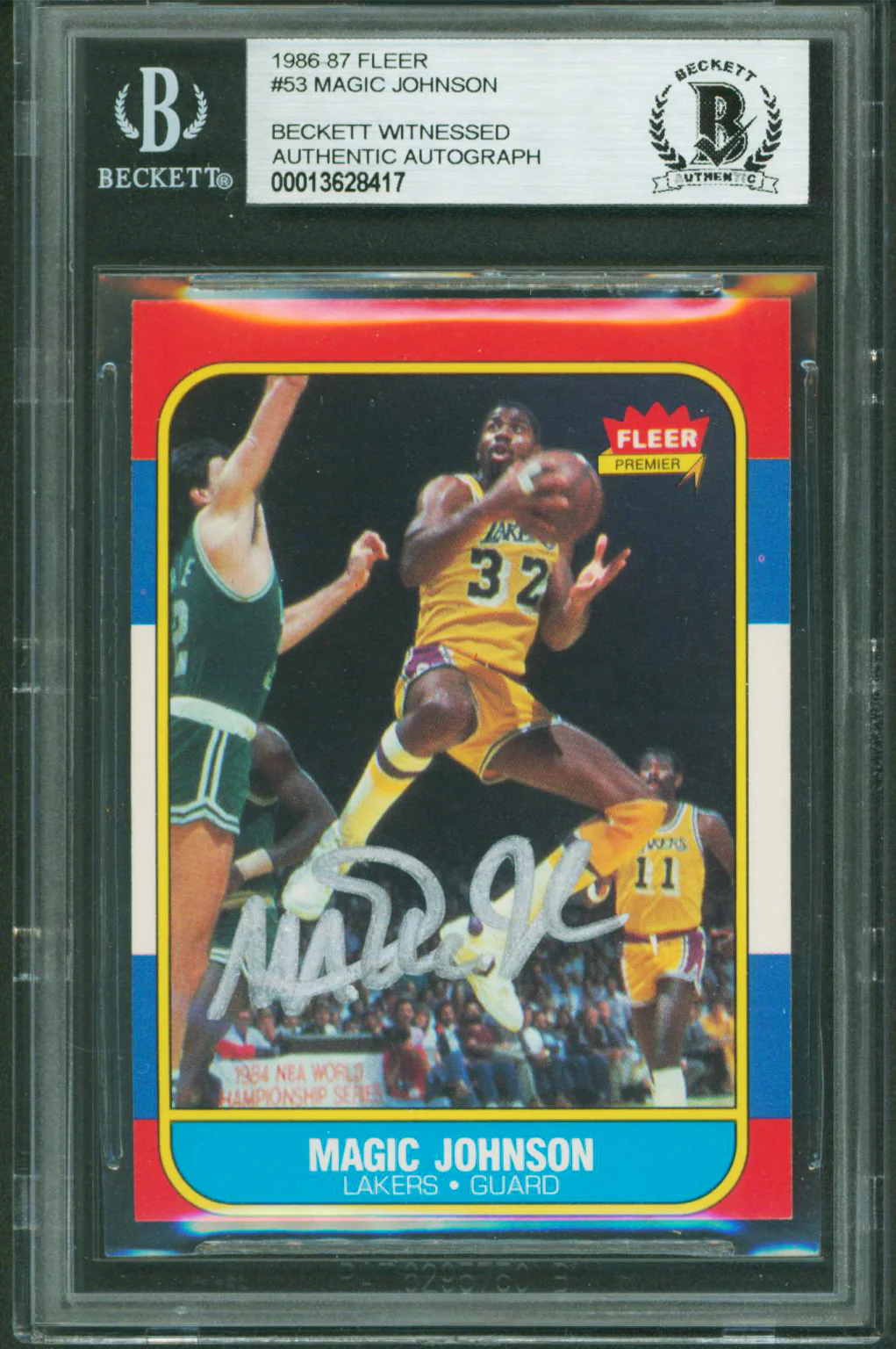 Lakers Magic Johnson Authentic Signed 1986 Fleer #53 Card BAS Slabbed - Image 2