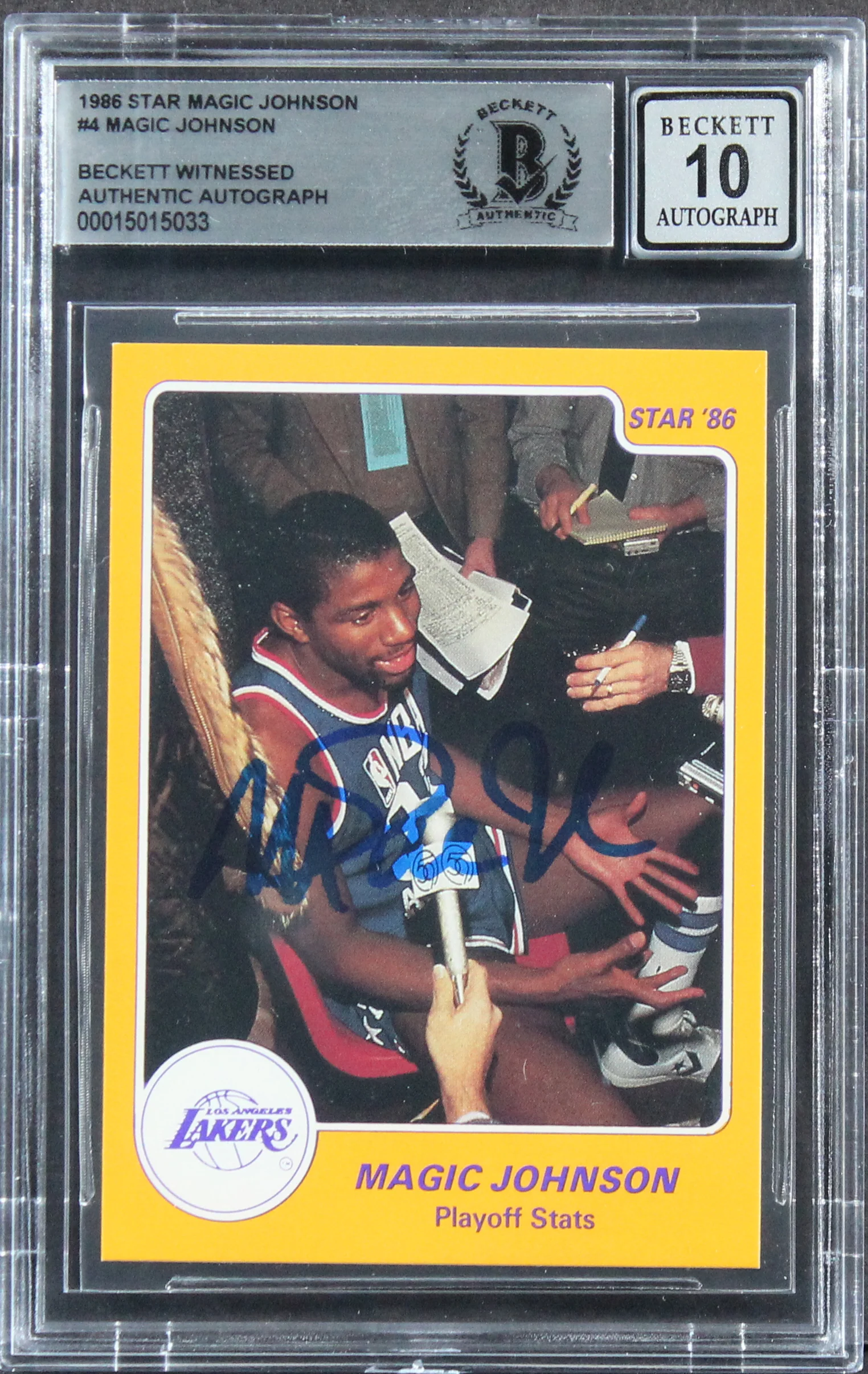 Lakers Magic Johnson Authentic Signed 1986 Star #4 Card Auto 10! BAS Slabbed - Image 2