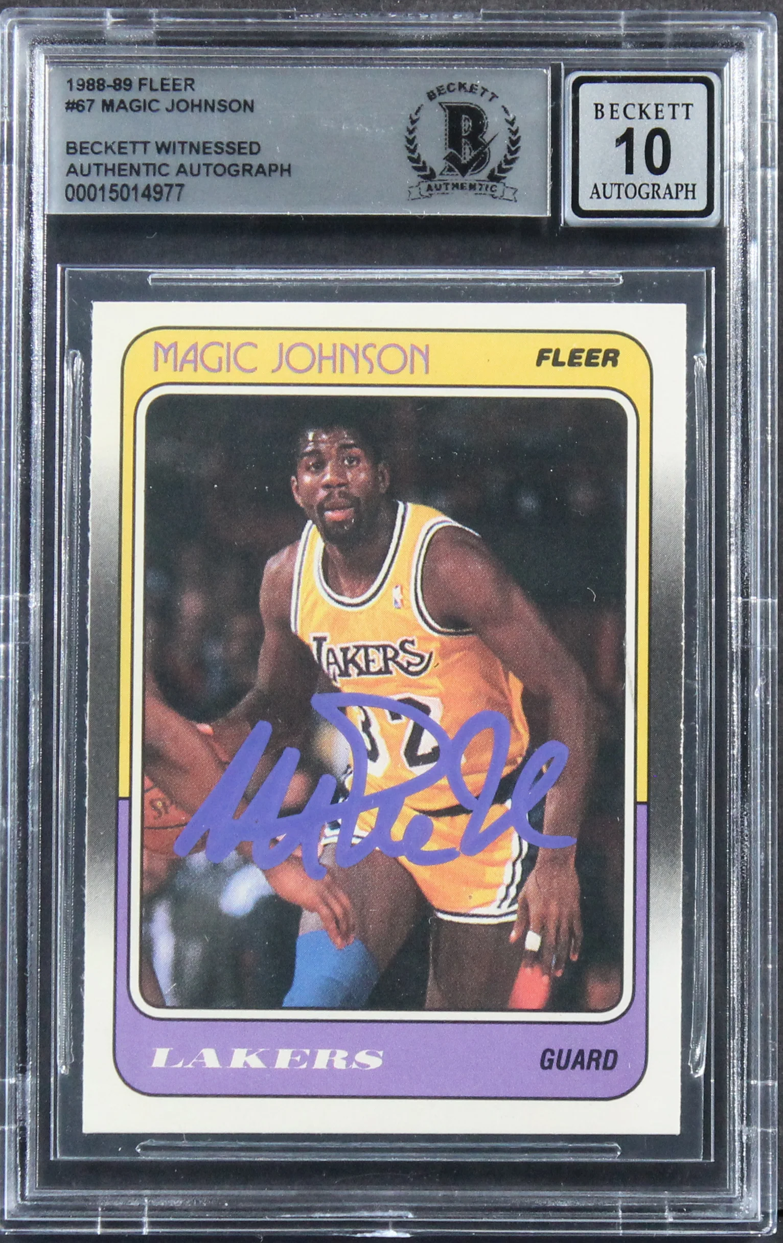 Lakers Magic Johnson Authentic Signed 1988 Fleer #67 Card Auto 10! BAS Slabbed - Image 2