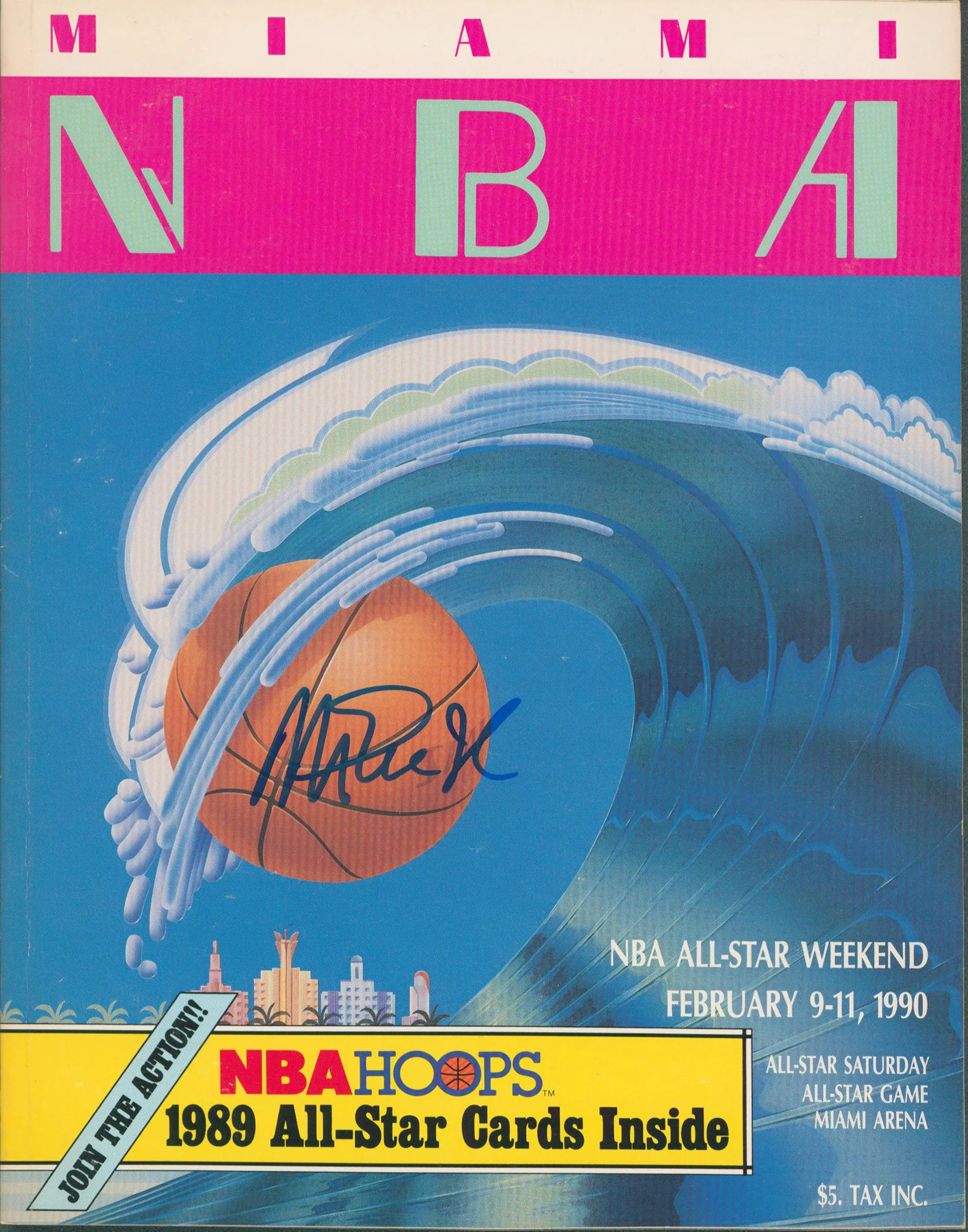 Lakers Magic Johnson Authentic Signed 1990 NBA ASG Program BAS Witness #MJ19910 - Image 2