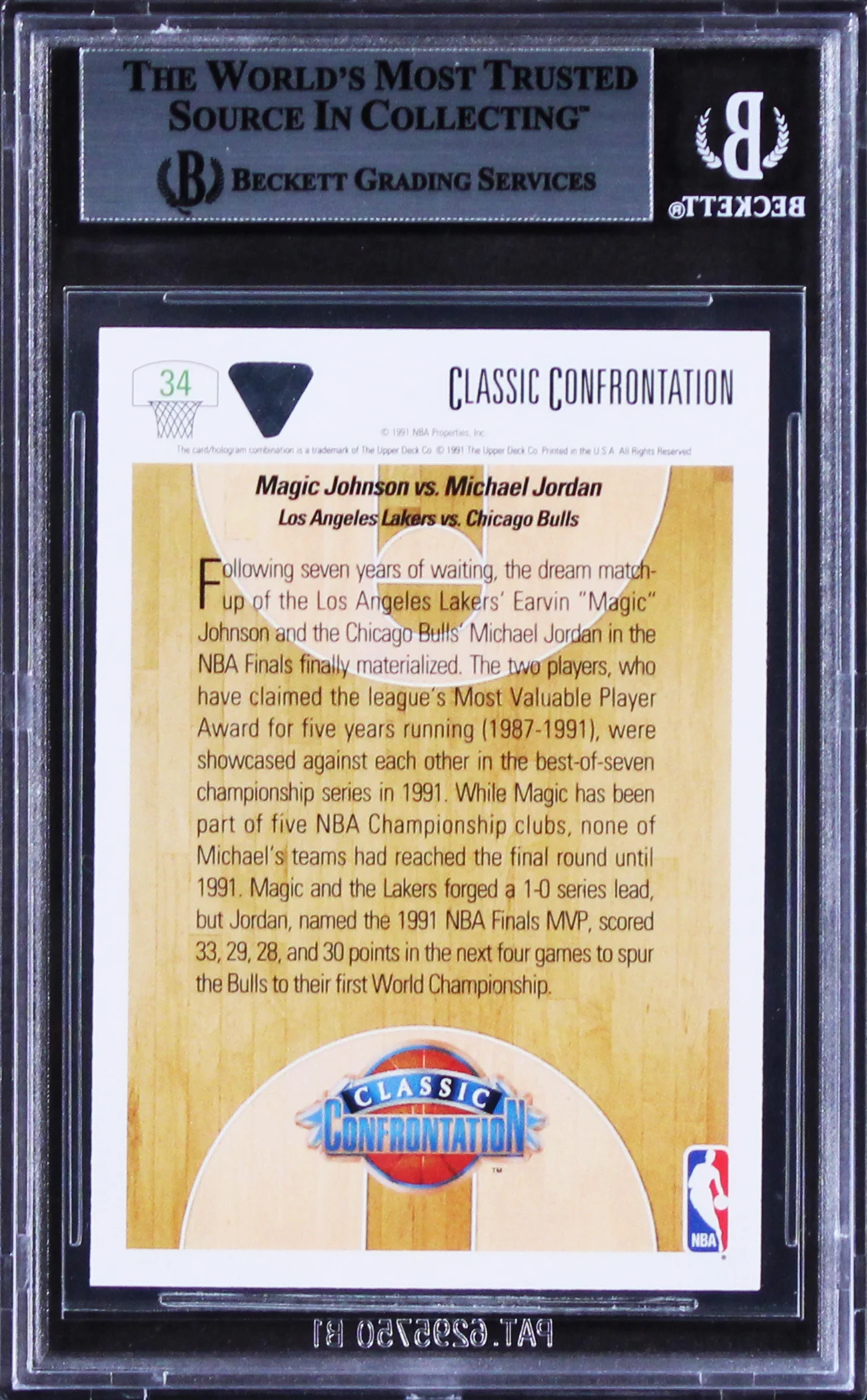 Lakers Magic Johnson Authentic Signed 1991 Upper Deck #34 Card BAS Slabbed - Image 3