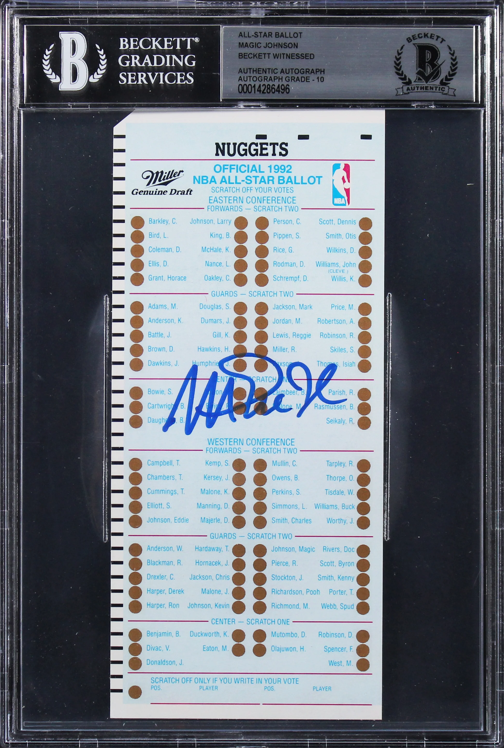 Lakers Magic Johnson Authentic Signed 1992 All-Star Ballot Auto 10! BAS Slabbed - Image 2