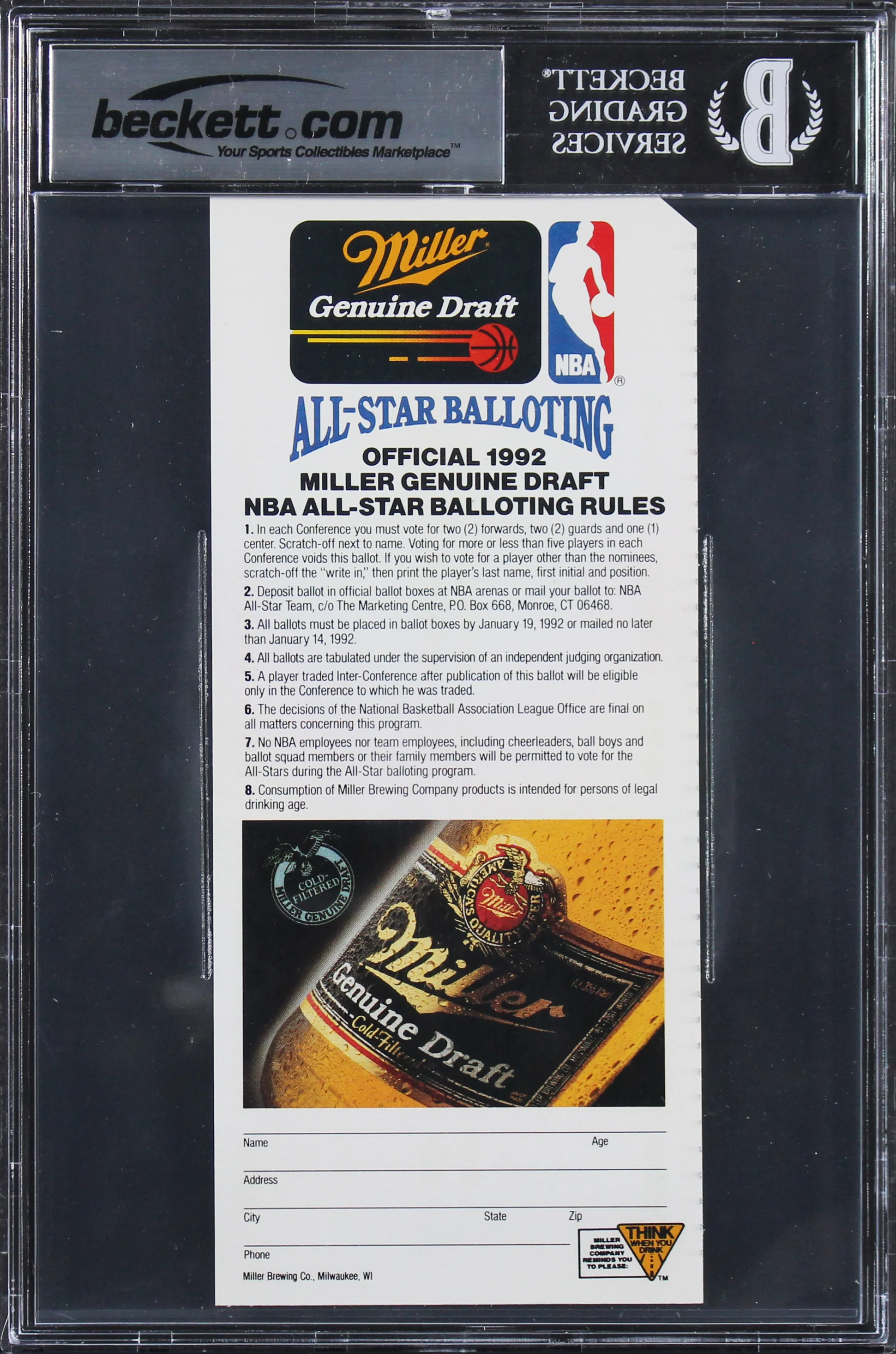 Lakers Magic Johnson Authentic Signed 1992 All-Star Ballot Auto 10! BAS Slabbed - Image 3